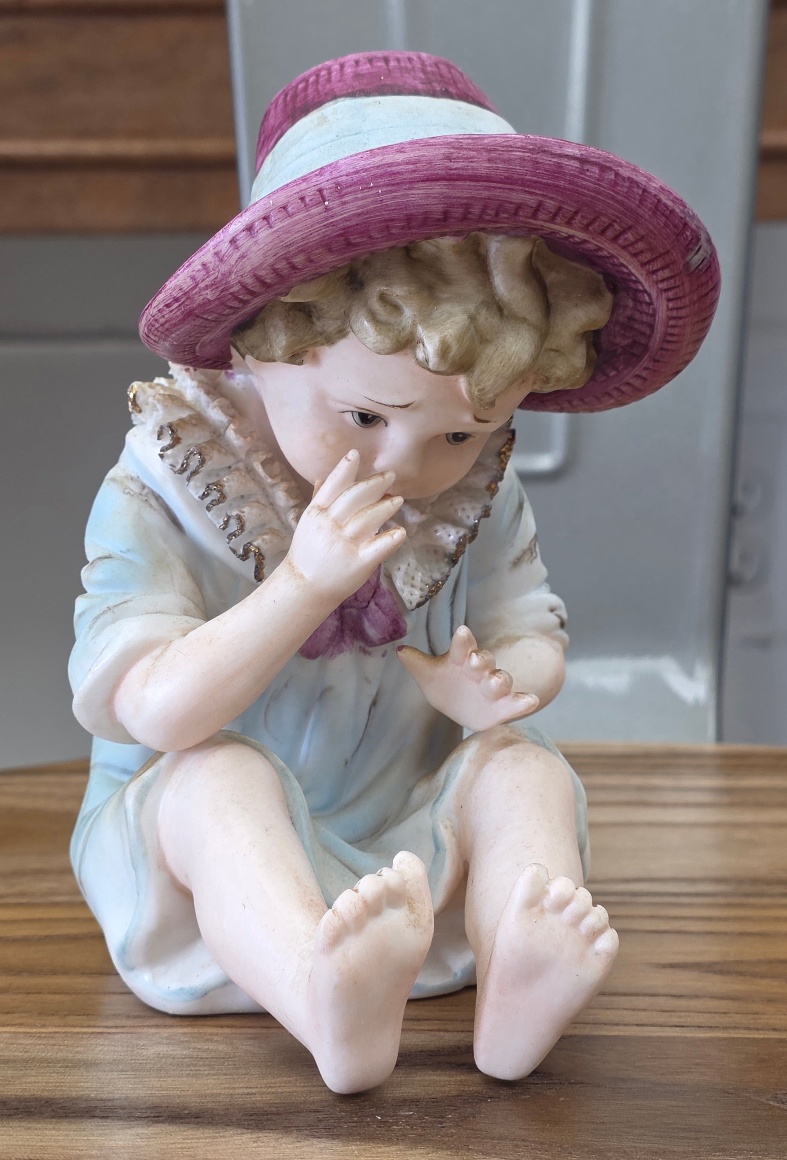 Vintage Piano Girl Figurine Night Light #4461 Arnart Japan Bisque Lace Trim