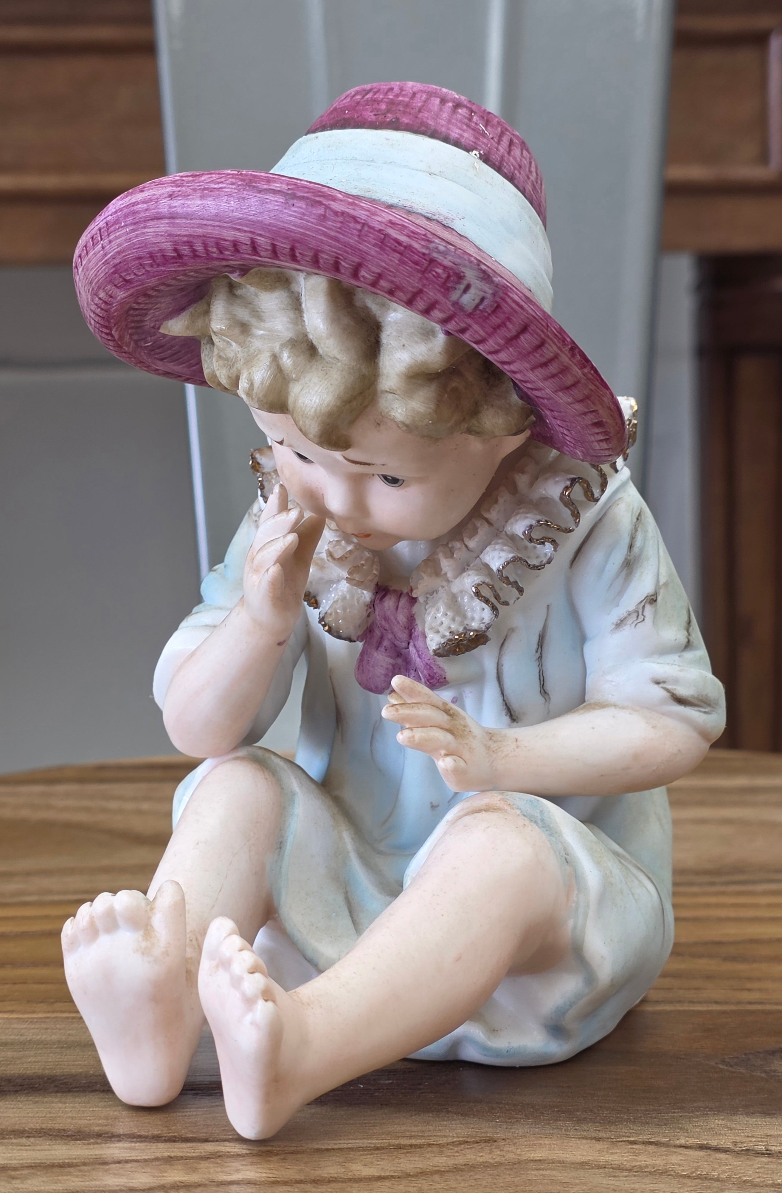Vintage Piano Girl Figurine Night Light #4461 Arnart Japan Bisque Lace Trim