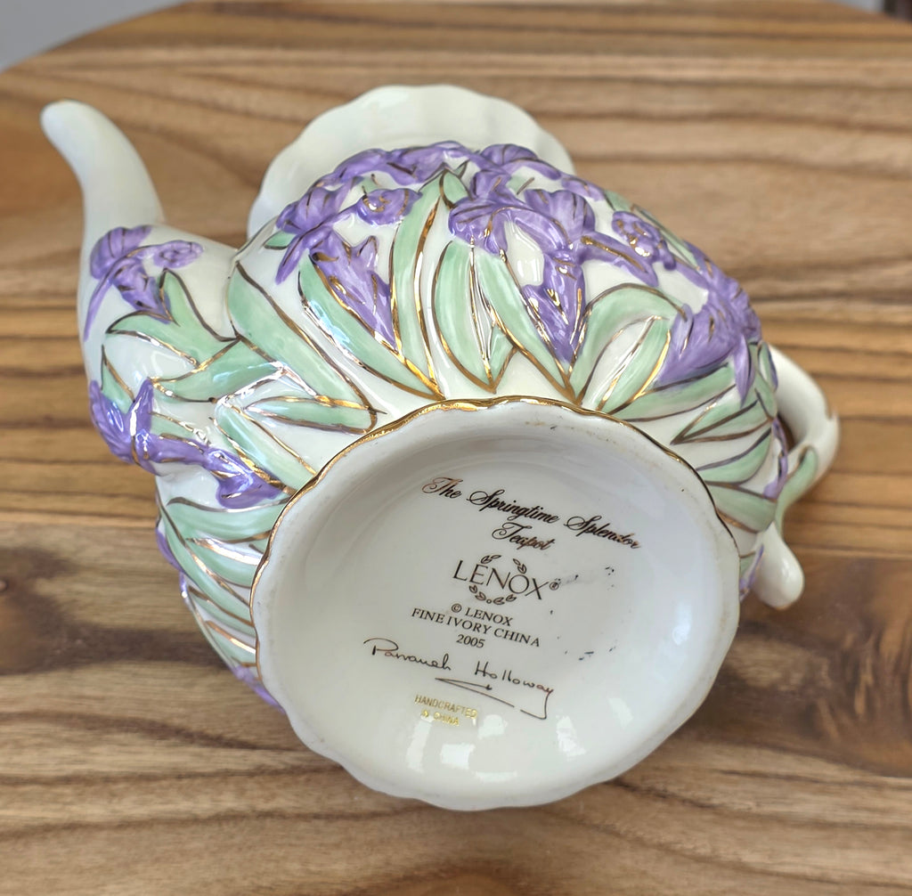 Lenox 2005 SPRINGTIME SPLENDOR Fine China Teapot Parvaneh Holloway Dragonfly