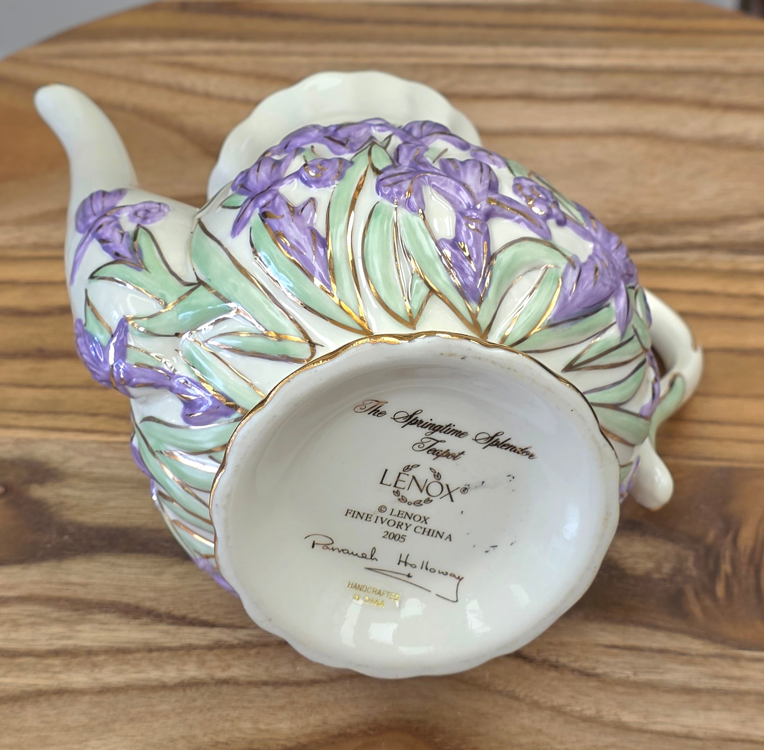 Lenox 2005 SPRINGTIME SPLENDOR Fine China Teapot Parvaneh Holloway Dragonfly