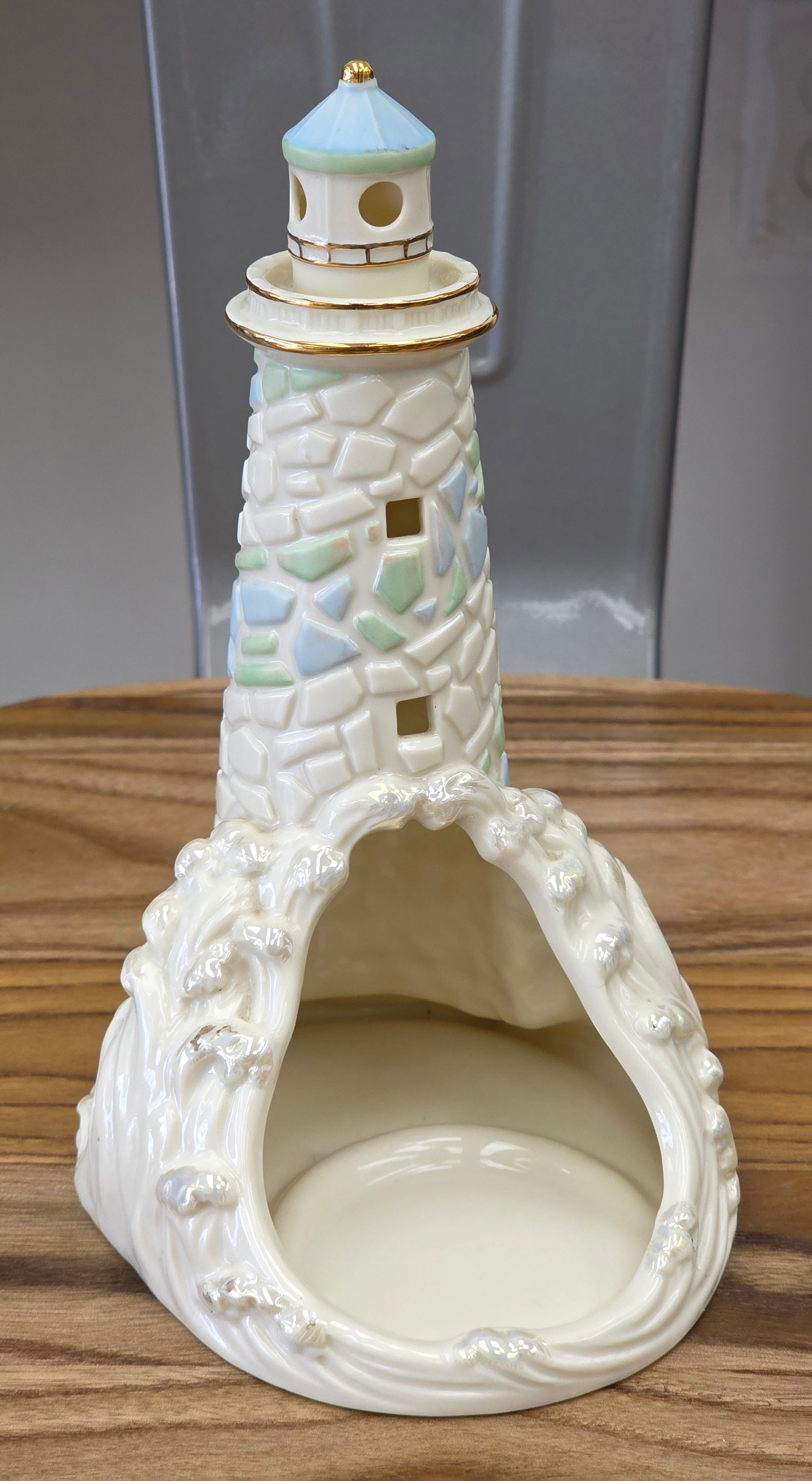 Vintage Lenox Porcelain Lighthouse Treasures In The Harbor/ Goldtrim.