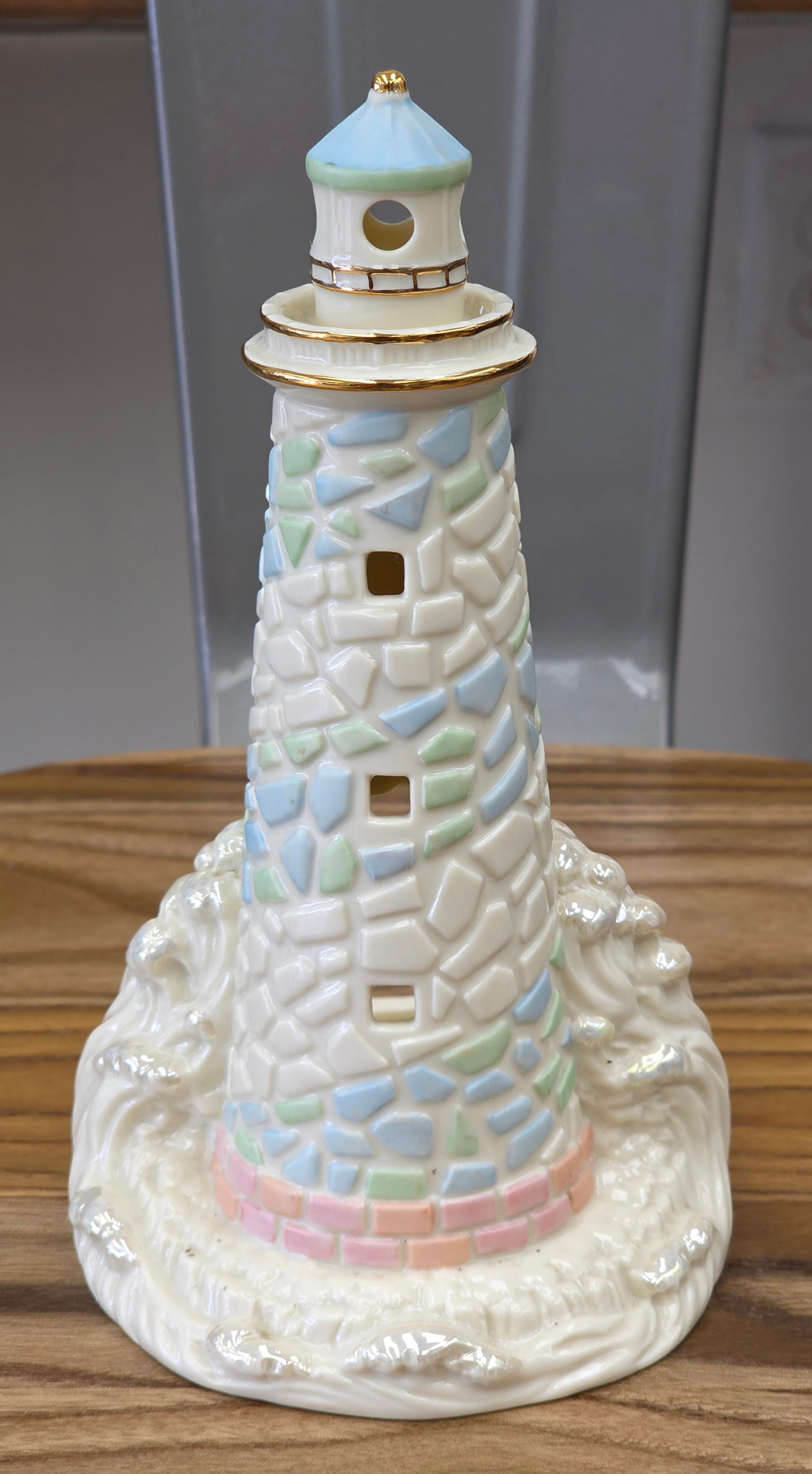 Vintage Lenox Porcelain Lighthouse Treasures In The Harbor/ Goldtrim.