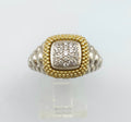 Judith Ripka Sterling Silver and 18K Gold  Diamond Ring Size 7