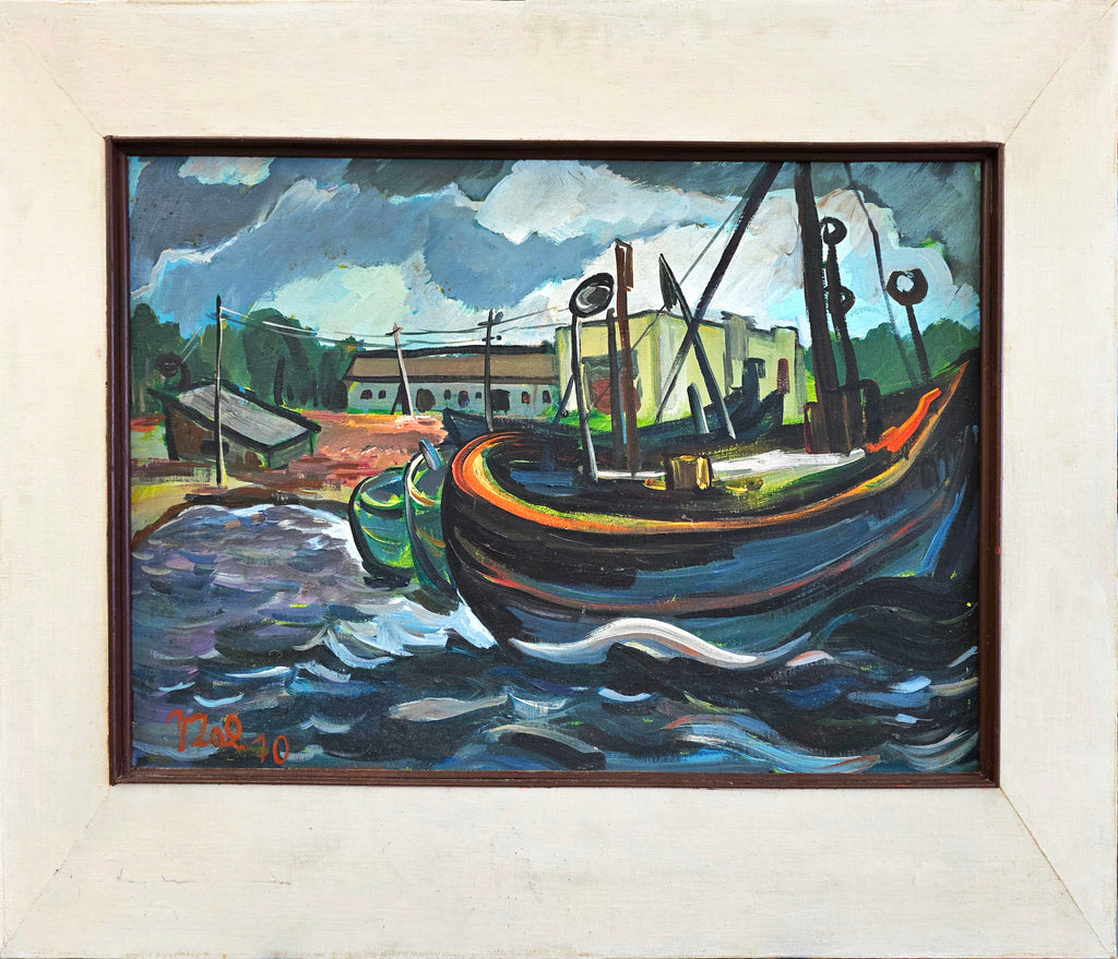 Oil on Canva Board "Fishing Boats"
