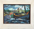 Oil on Canva Board "Fishing Boats"