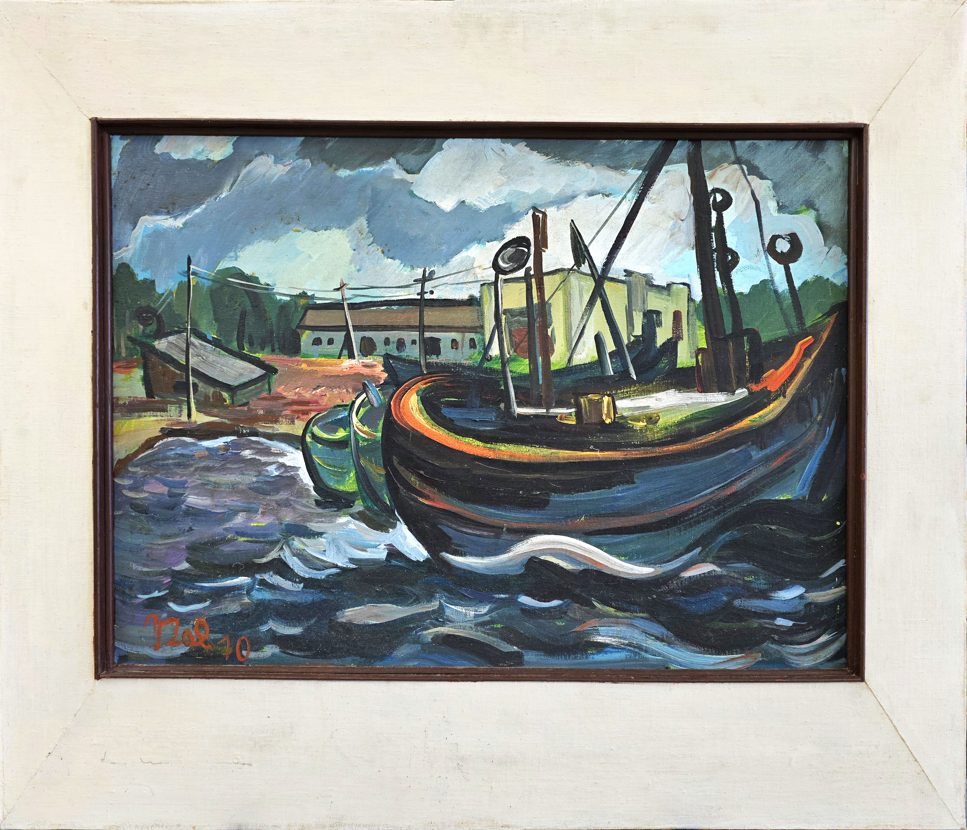 Oil on Canva Board "Fishing Boats"