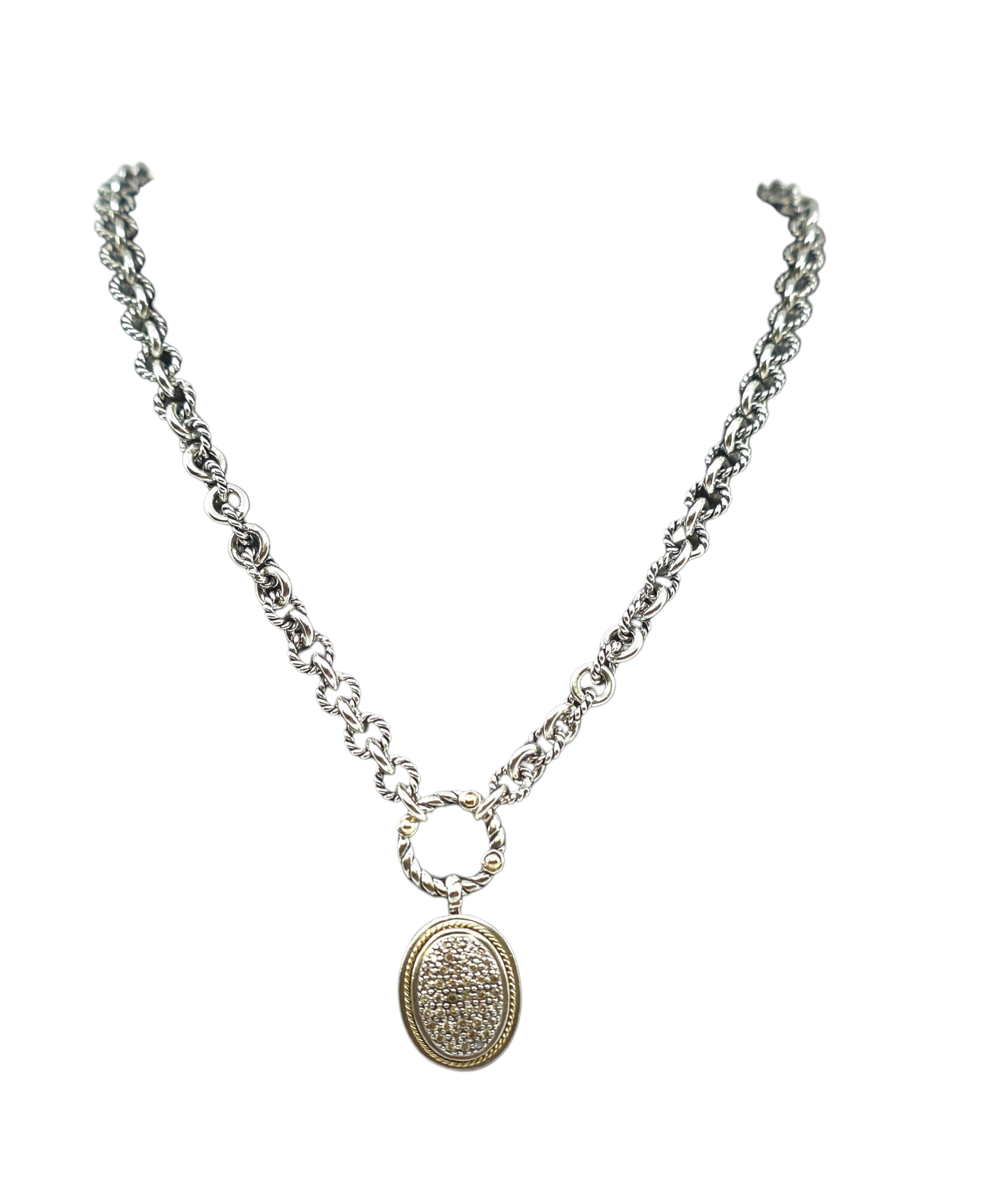 EFFY Pave Diamond Charm pendant and chain