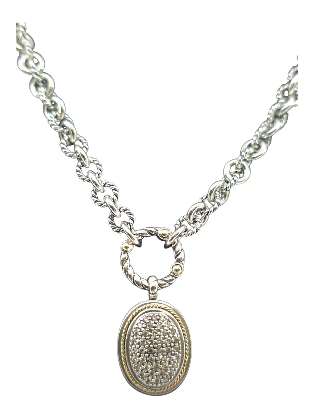 EFFY Pave Diamond Charm pendant and chain