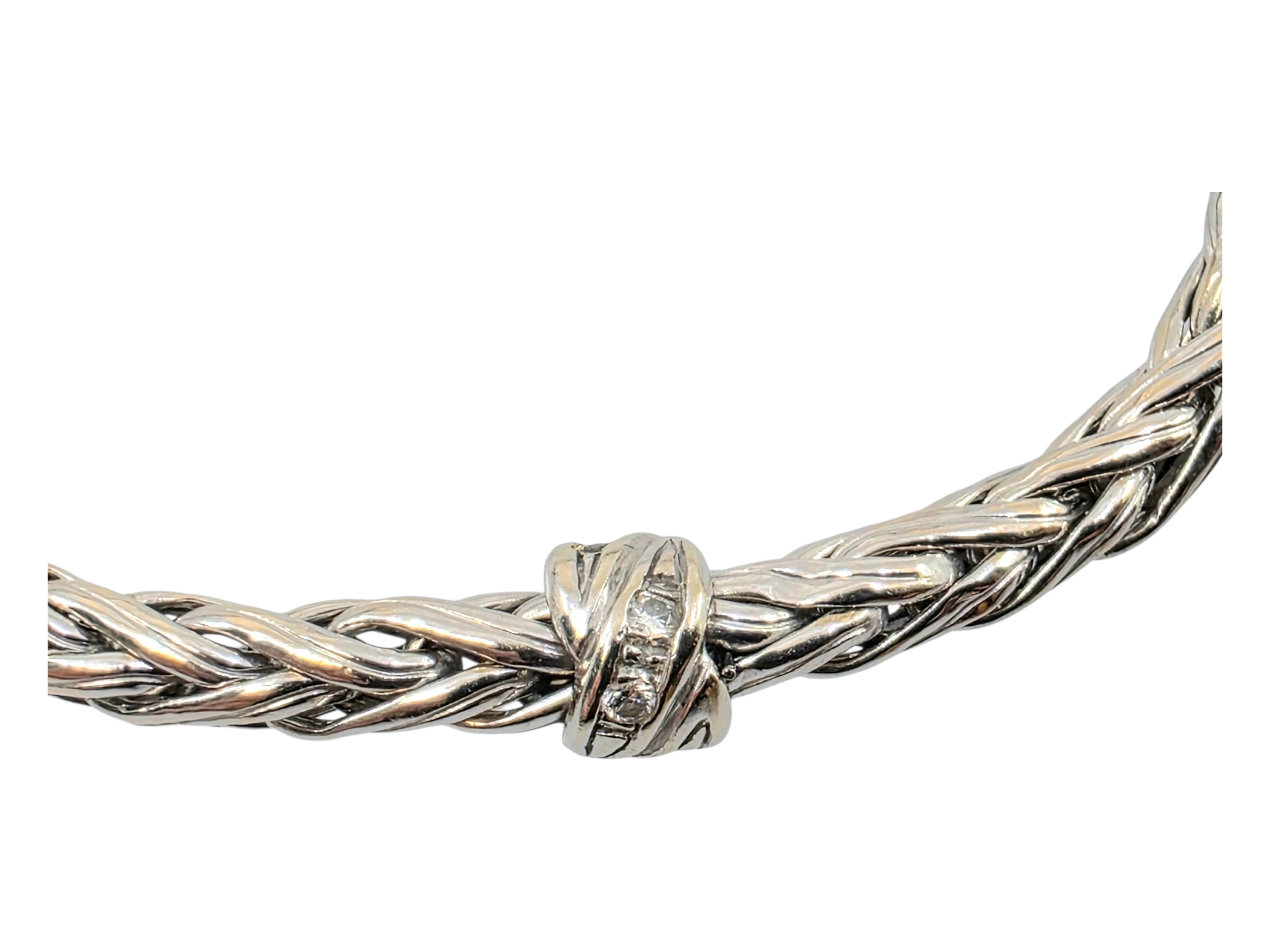 14k white gold braded diamond bracelet