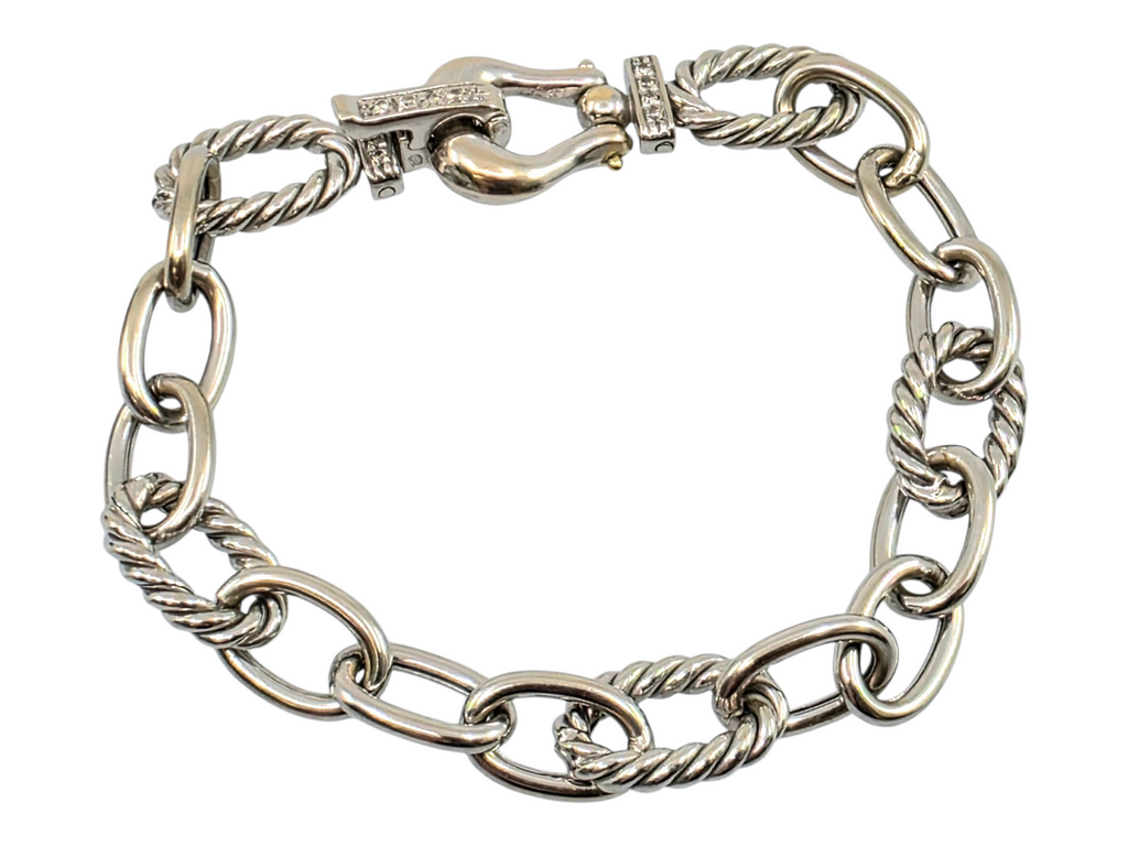 14k white gold link diamond bracelet