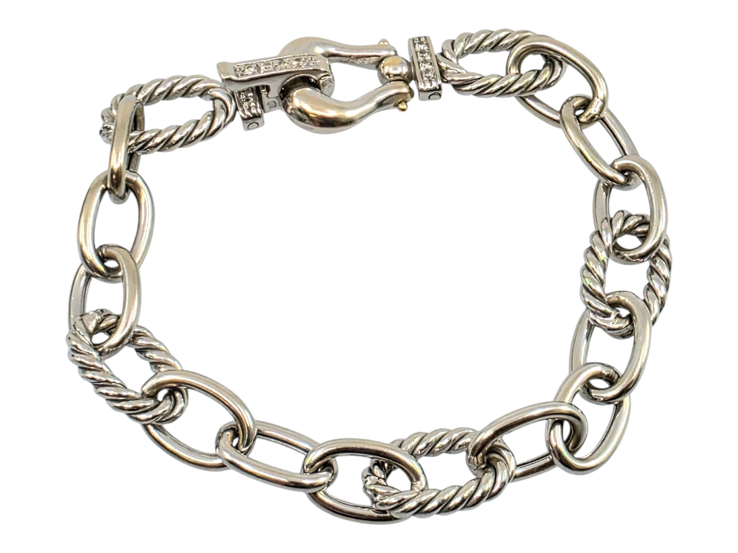 14k white gold link diamond bracelet