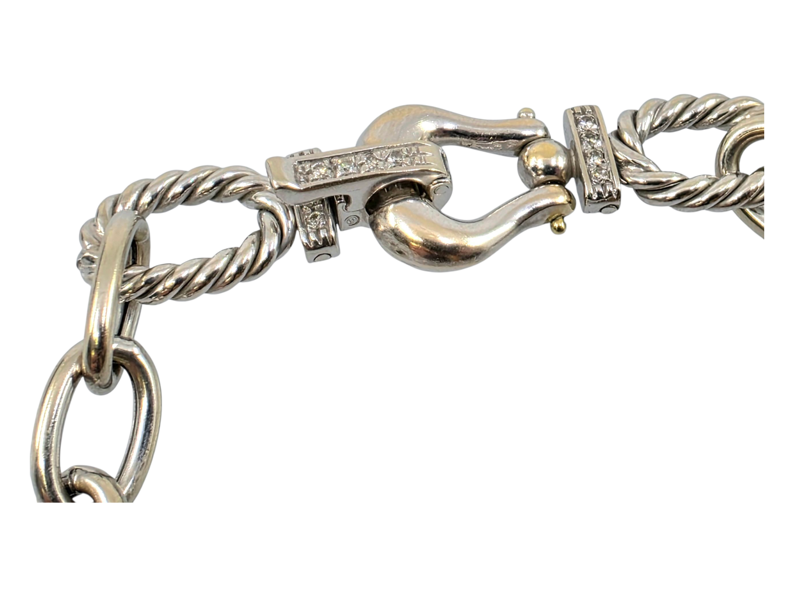 14k white gold link diamond bracelet