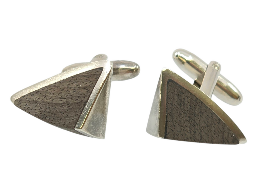 Vintage sterling silver wood cufflinks