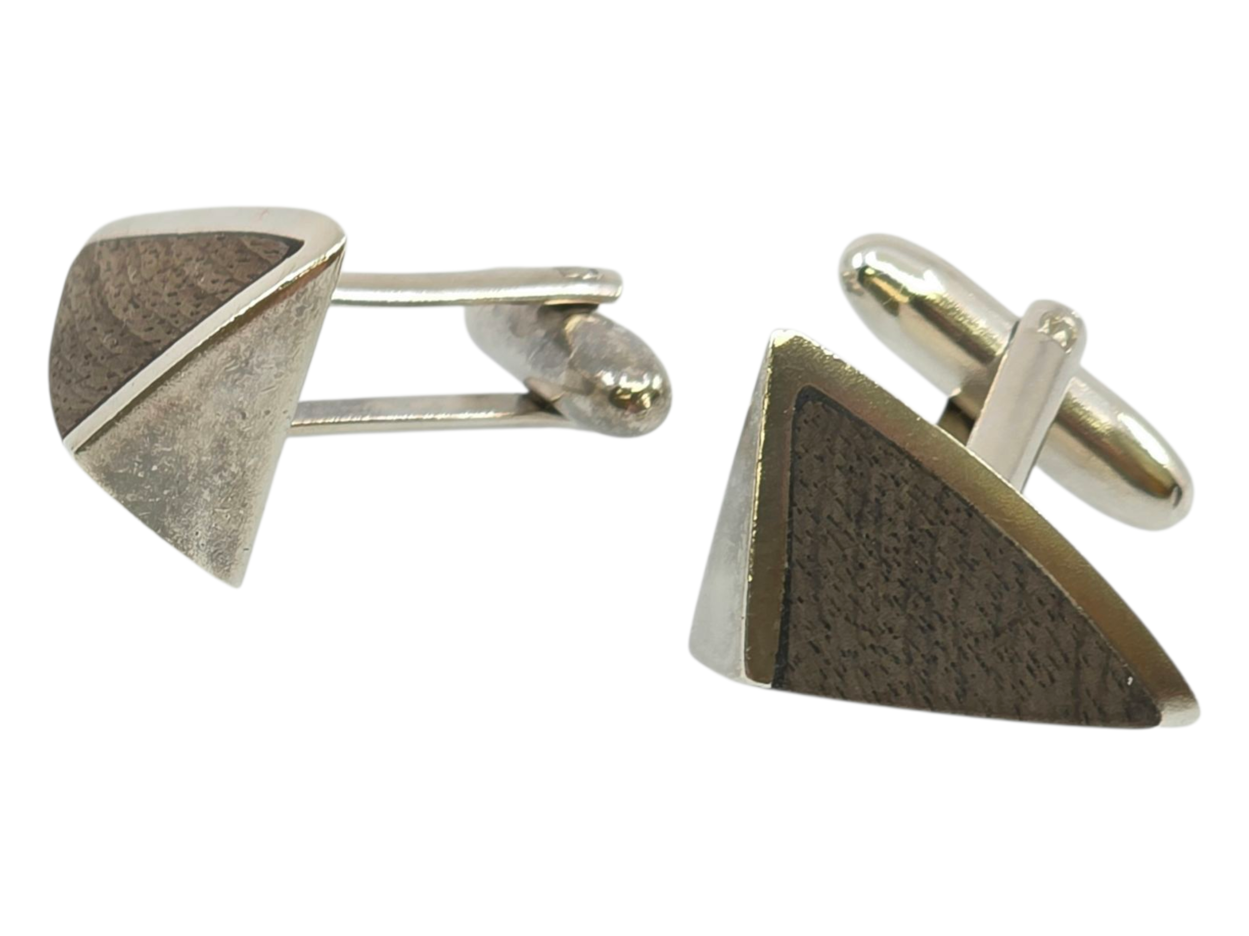 Vintage sterling silver wood cufflinks