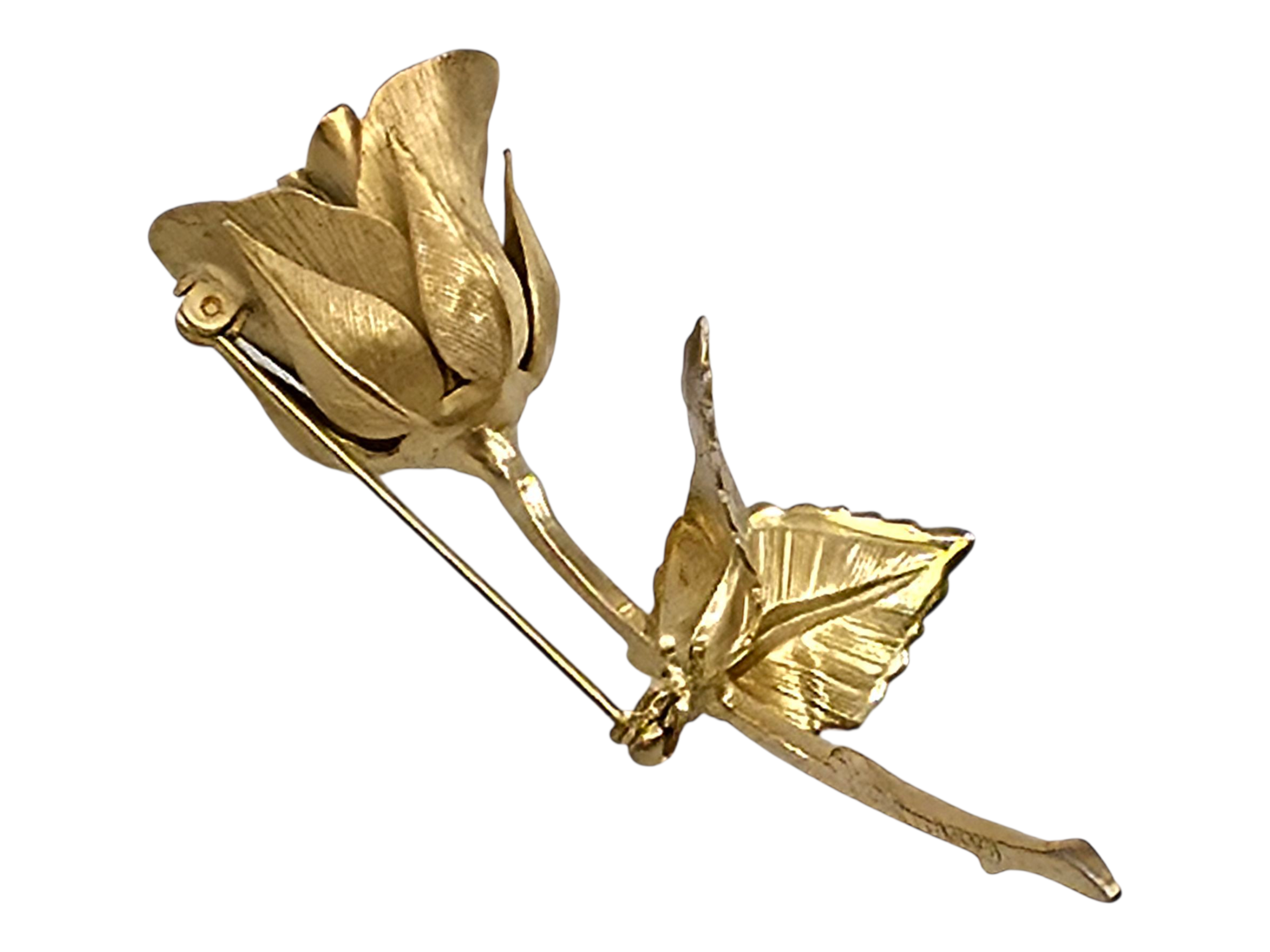 Vintage GIOVANNI Rose Brooch Pin Gold Tone