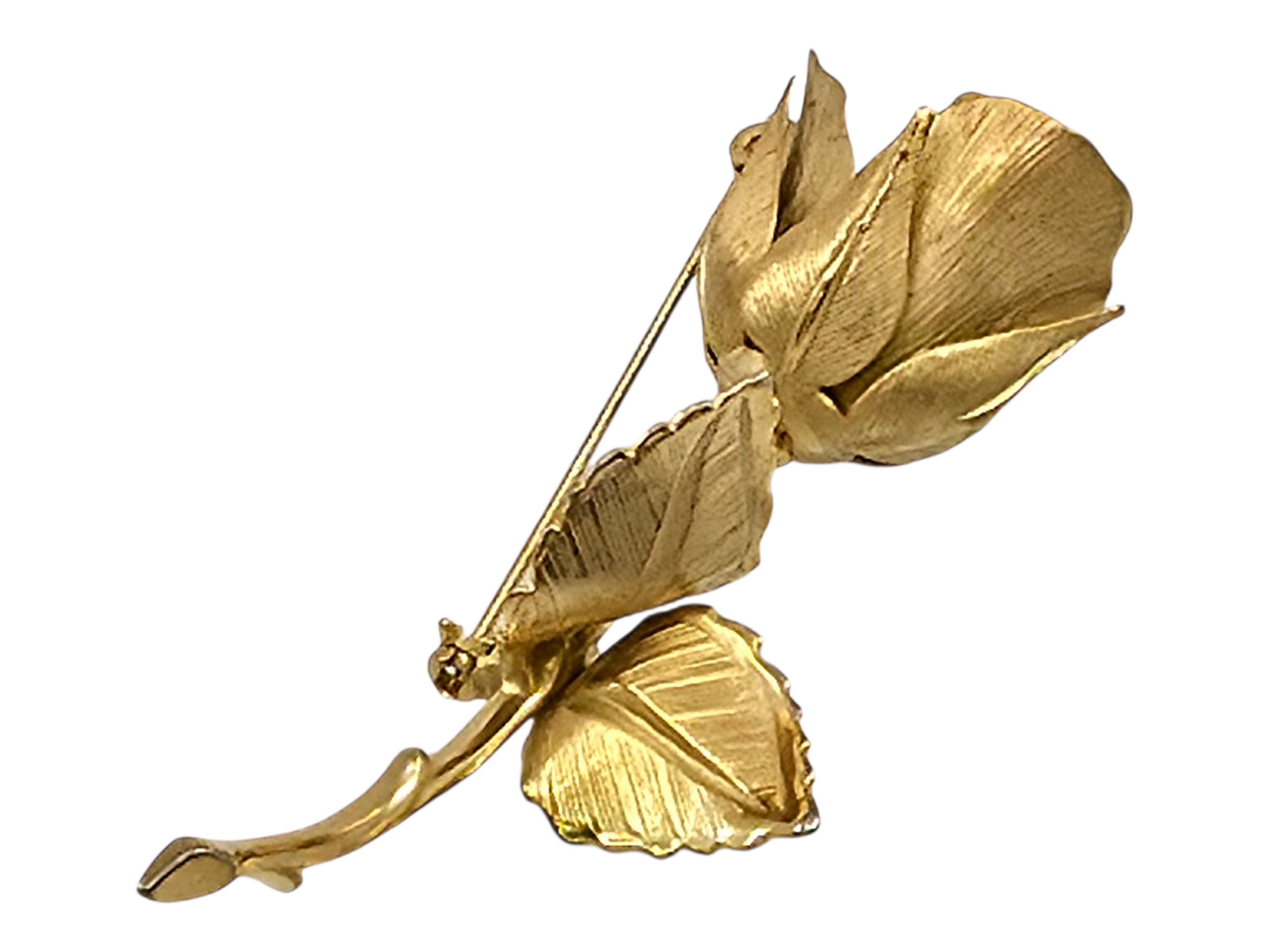 Vintage GIOVANNI Rose Brooch Pin Gold Tone