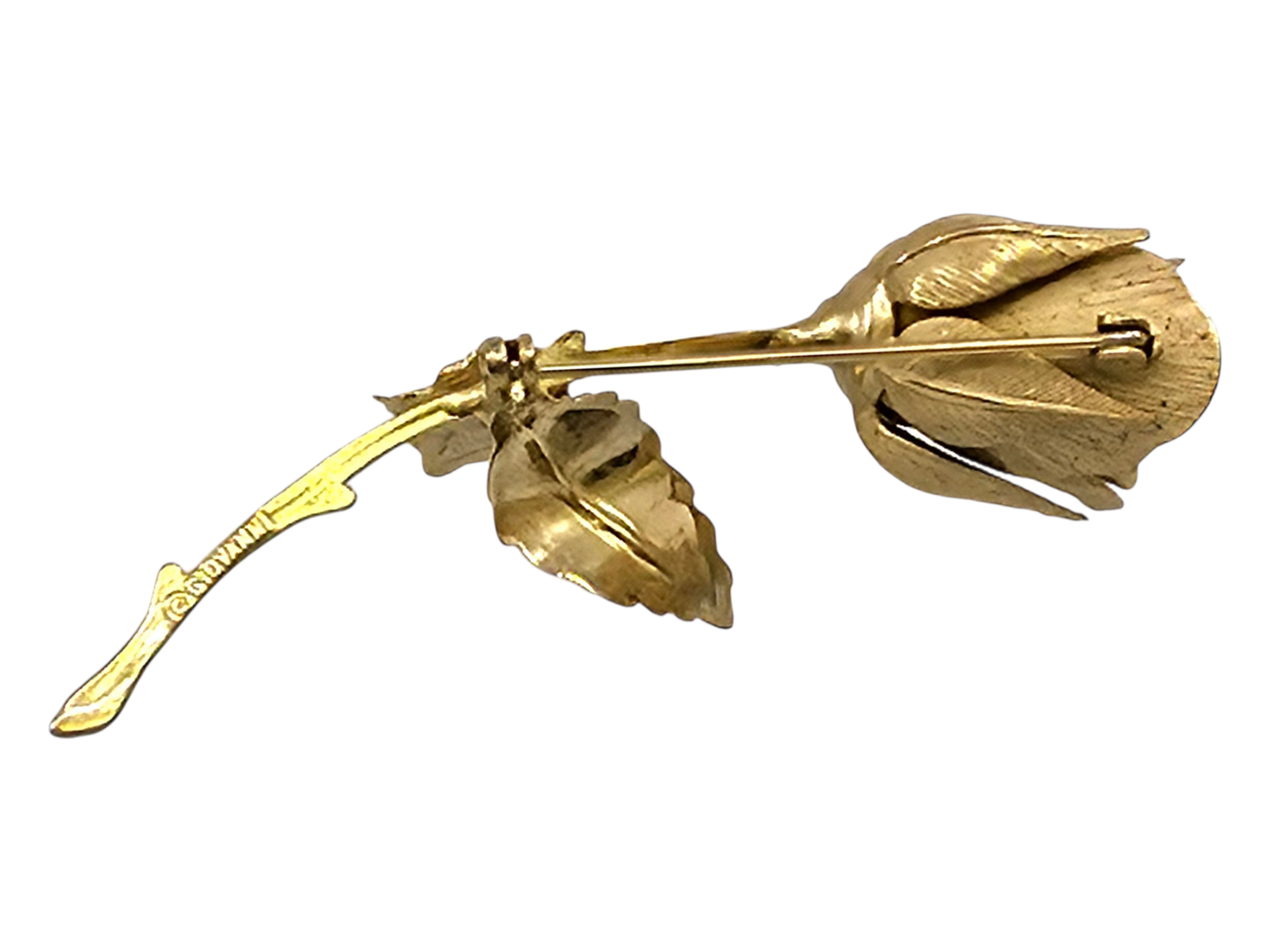 Vintage GIOVANNI Rose Brooch Pin Gold Tone