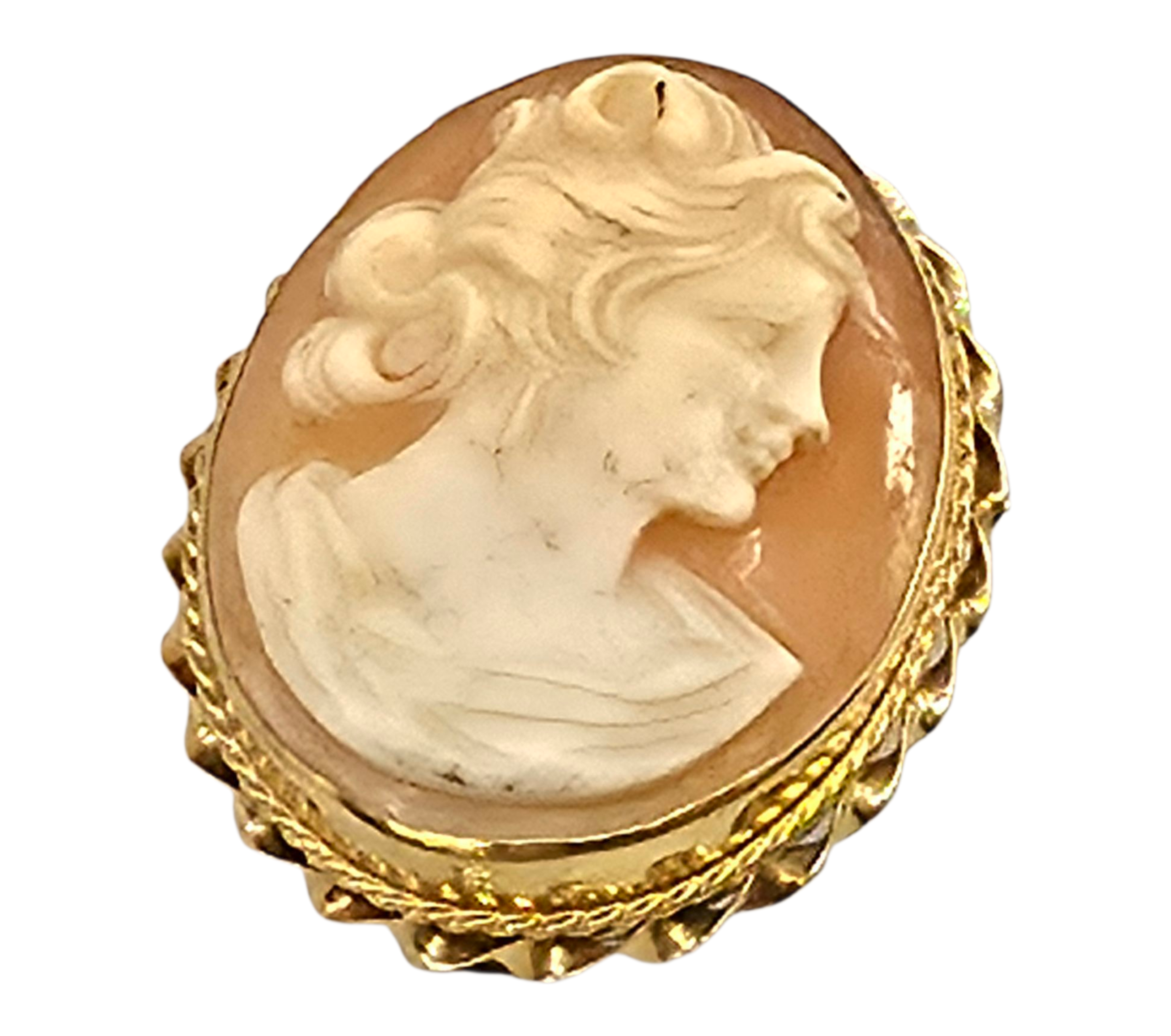 Vintage 14k yellow gold Cameo Convertible Brooch Pin