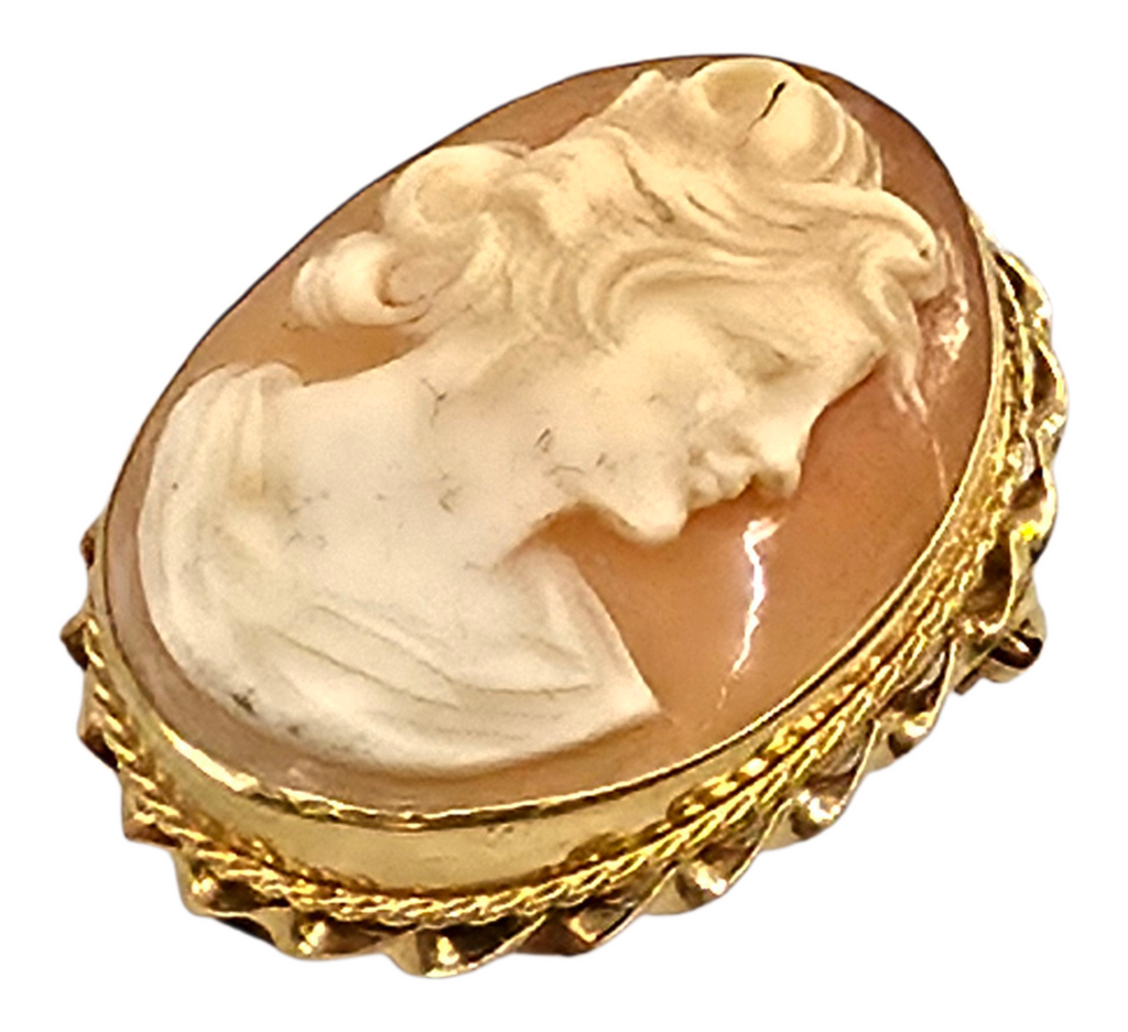 Vintage 14k yellow gold Cameo Convertible Brooch Pin