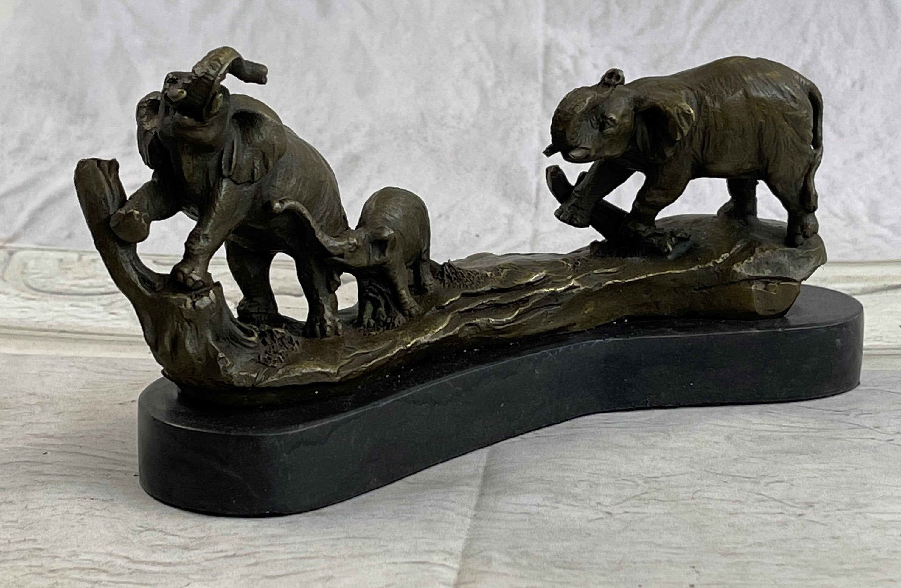 Barye Three ELEPHANTS Walking Statue SCULPTURE