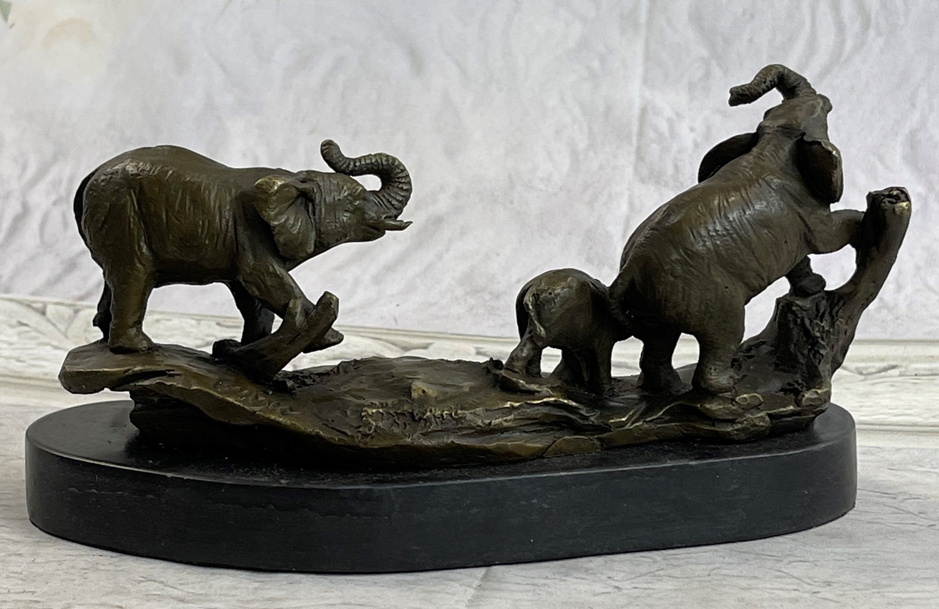 Barye Three ELEPHANTS Walking Statue SCULPTURE
