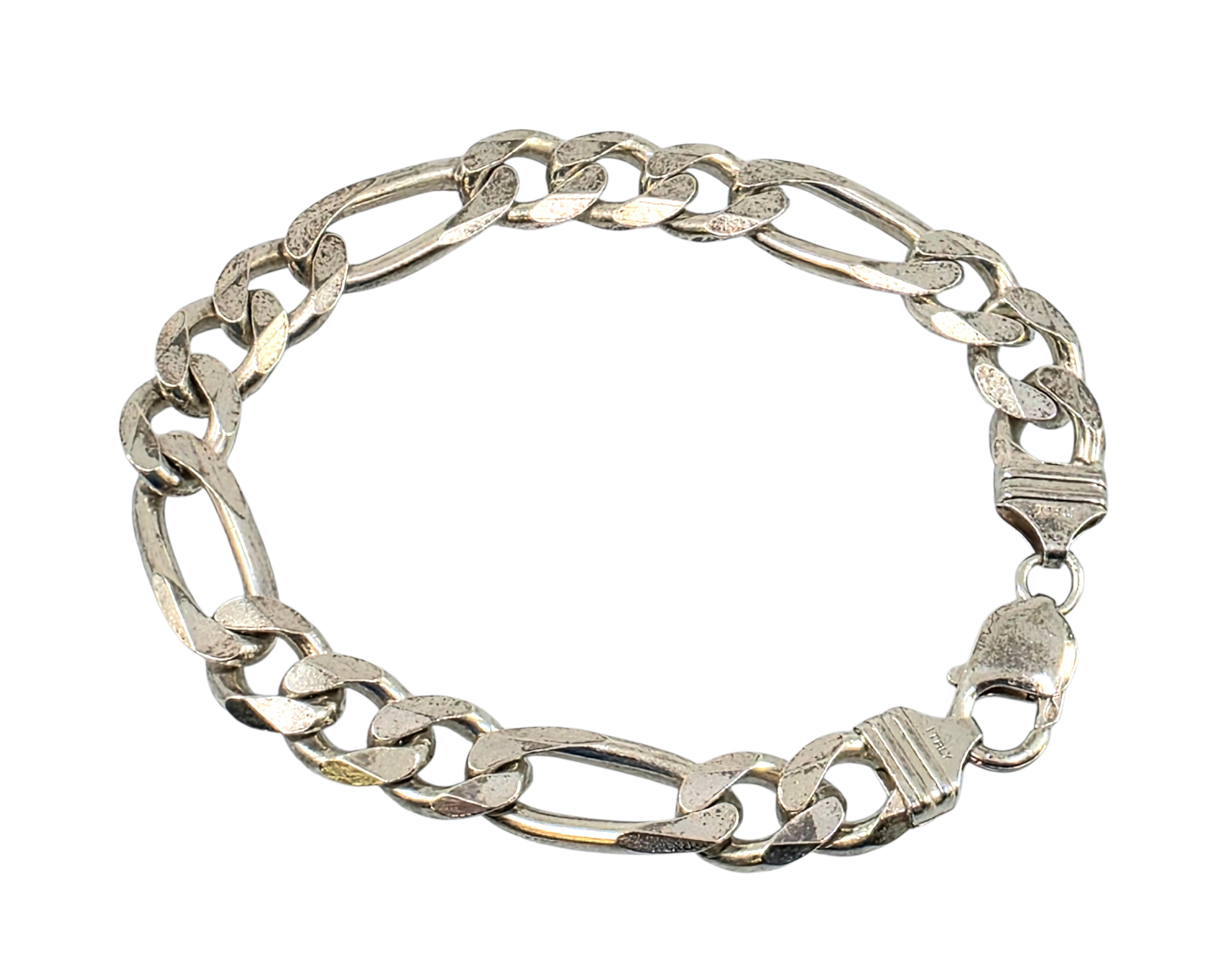large sterling silver figaro bracelet