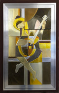 Pablo Picasso "The Old Guitarist" 3D embossed tinted aluminum metal inspired signed sculpture