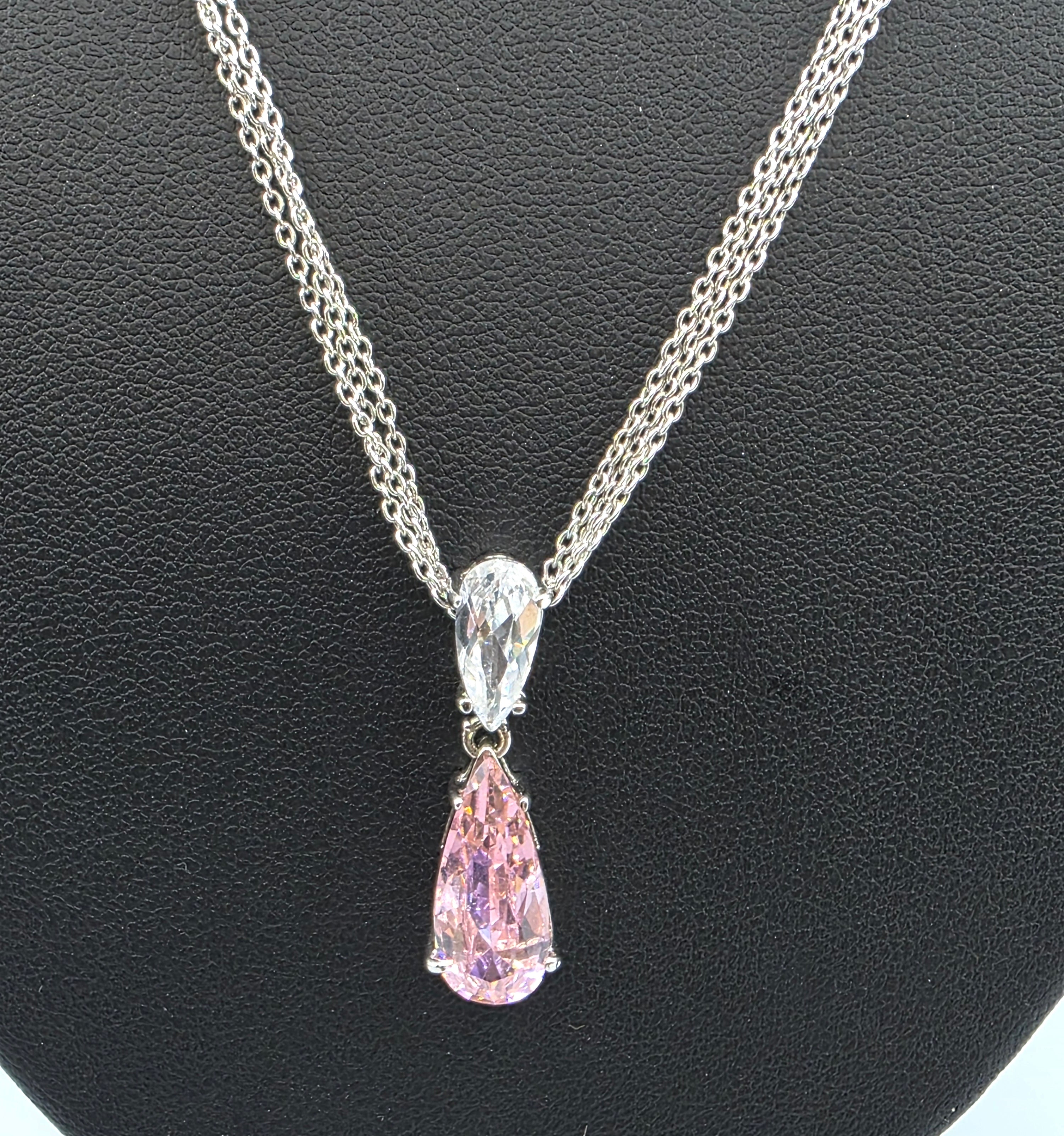 sterling silver pink sapphire necklace
