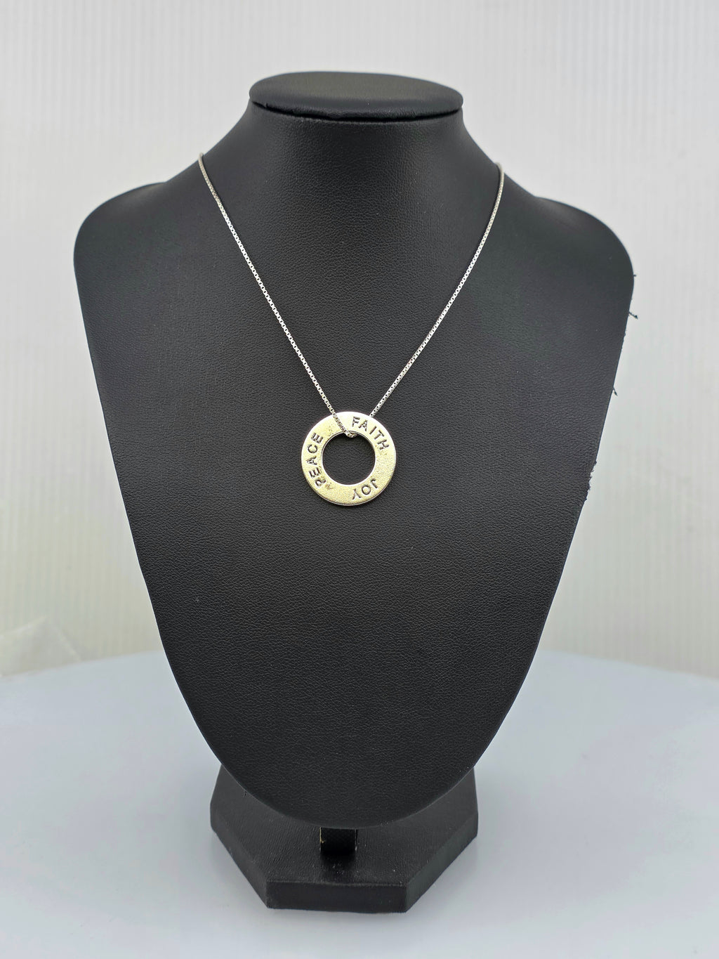 peace faith and joy sterling silver necklace