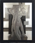 Loving Couple 3D embossed aluminum metal inspired signed sculpture