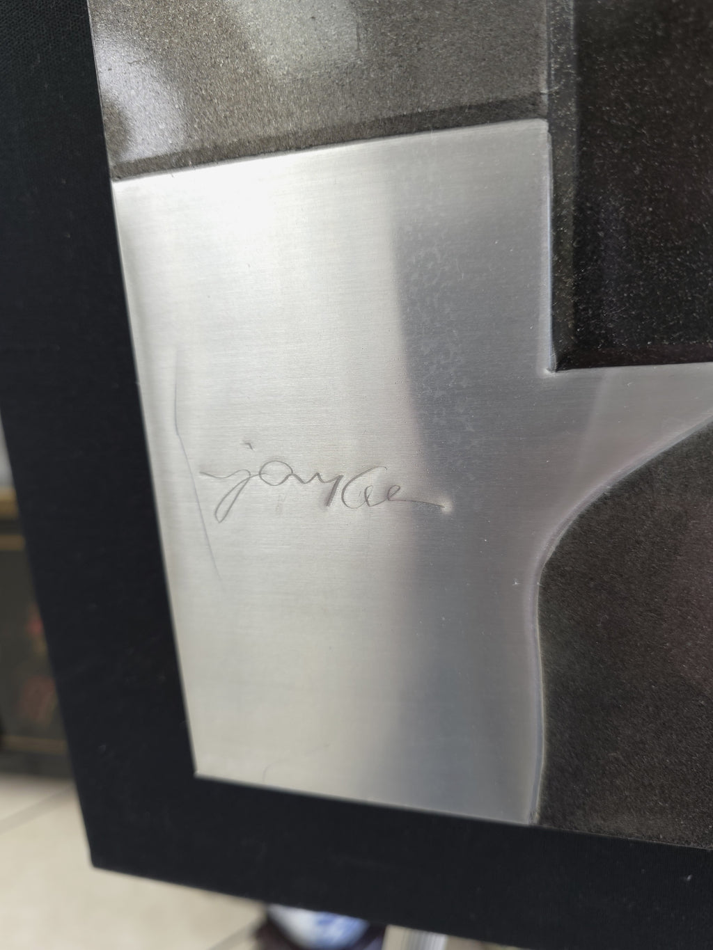 Loving Couple 3D embossed aluminum metal inspired signed sculpture