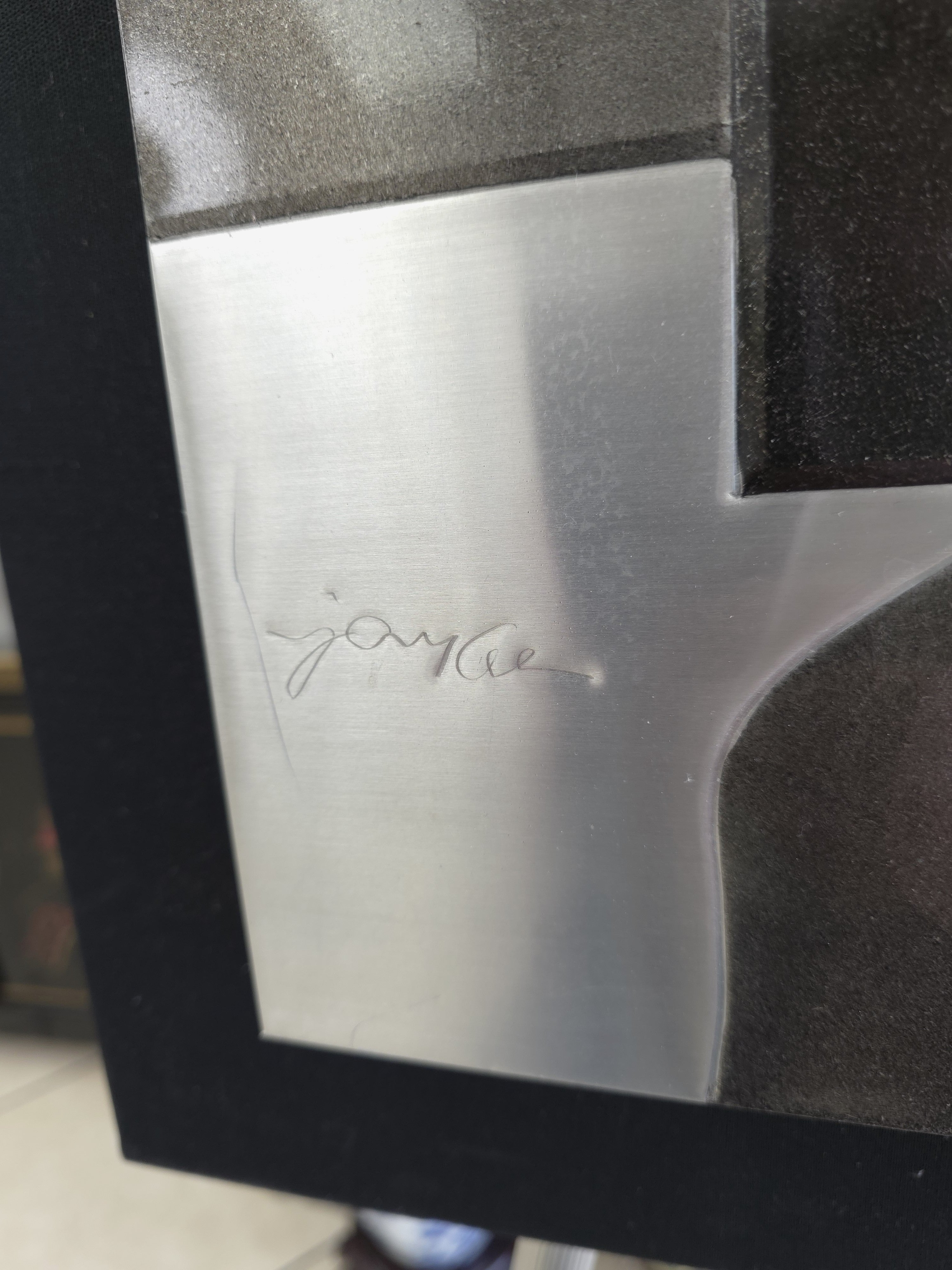 Loving Couple 3D embossed aluminum metal inspired signed sculpture