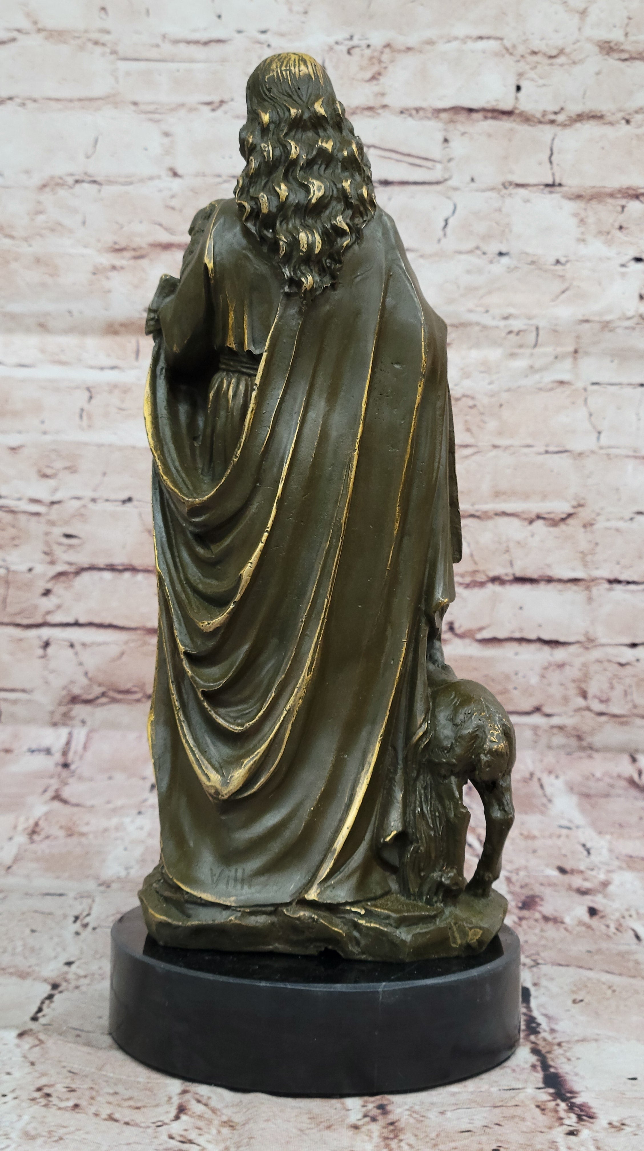 Winter Child Reading Book Ð Bronze Figurine with Teddy Bear