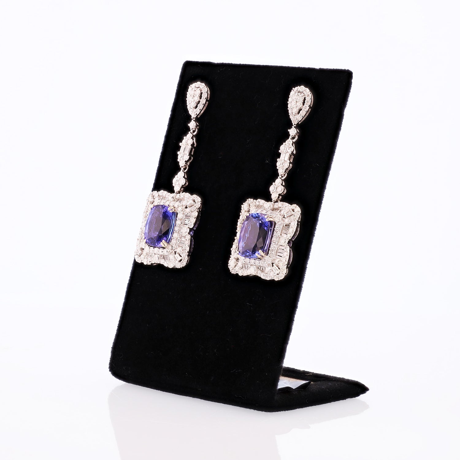 11.89ctw Tanzanite and 4.69ctw Diamond 14K White Gold Earrings