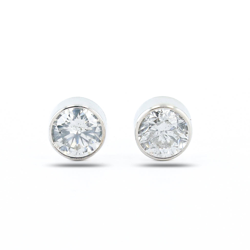 1.81ctw G COLOR SI2 CLARITY Diamond 14K White Gold Stud Earrings