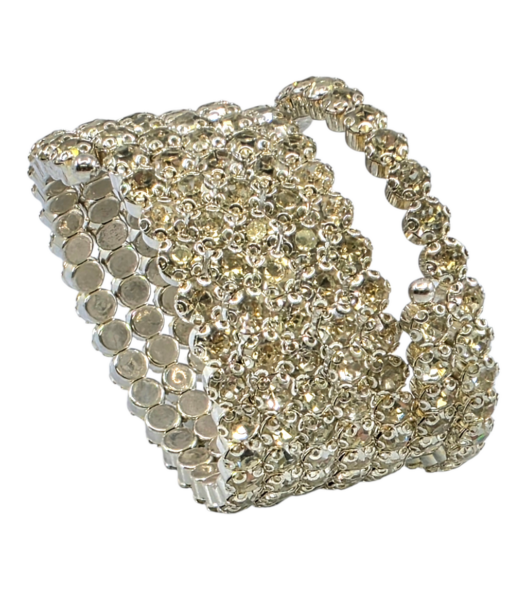 large silver stretch bracelet with rhinestones