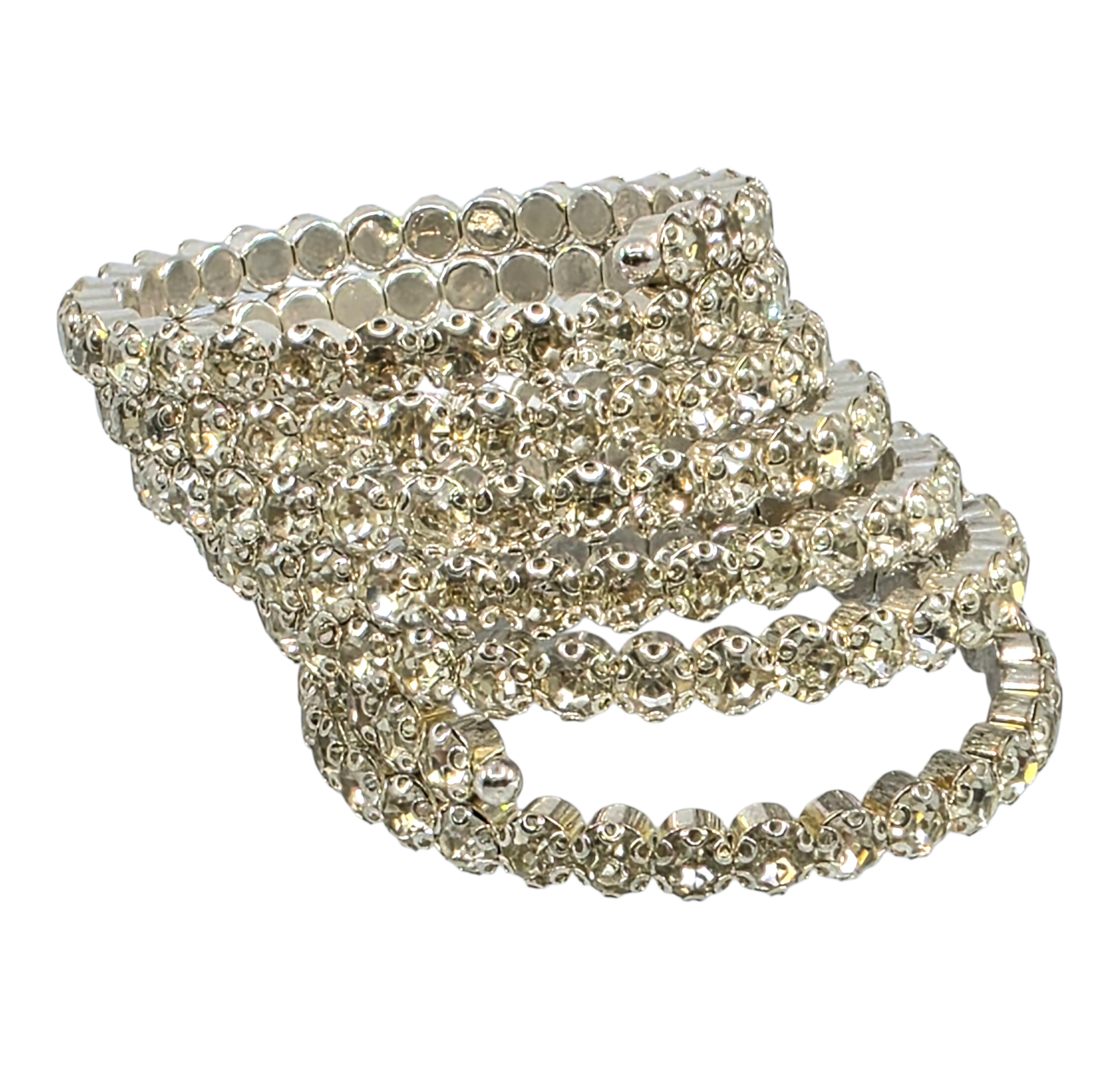 large silver stretch bracelet with rhinestones