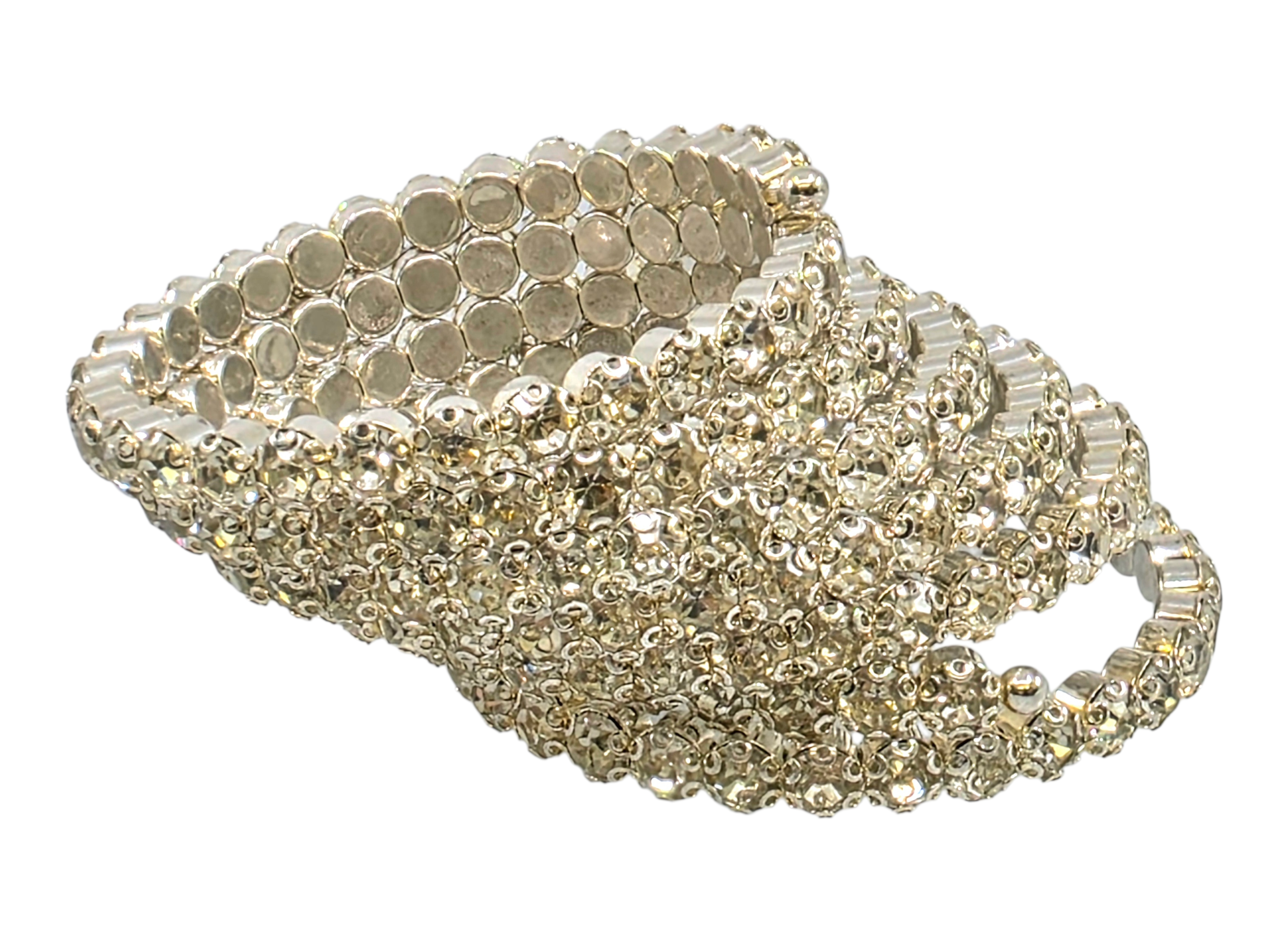 large silver stretch bracelet with rhinestones
