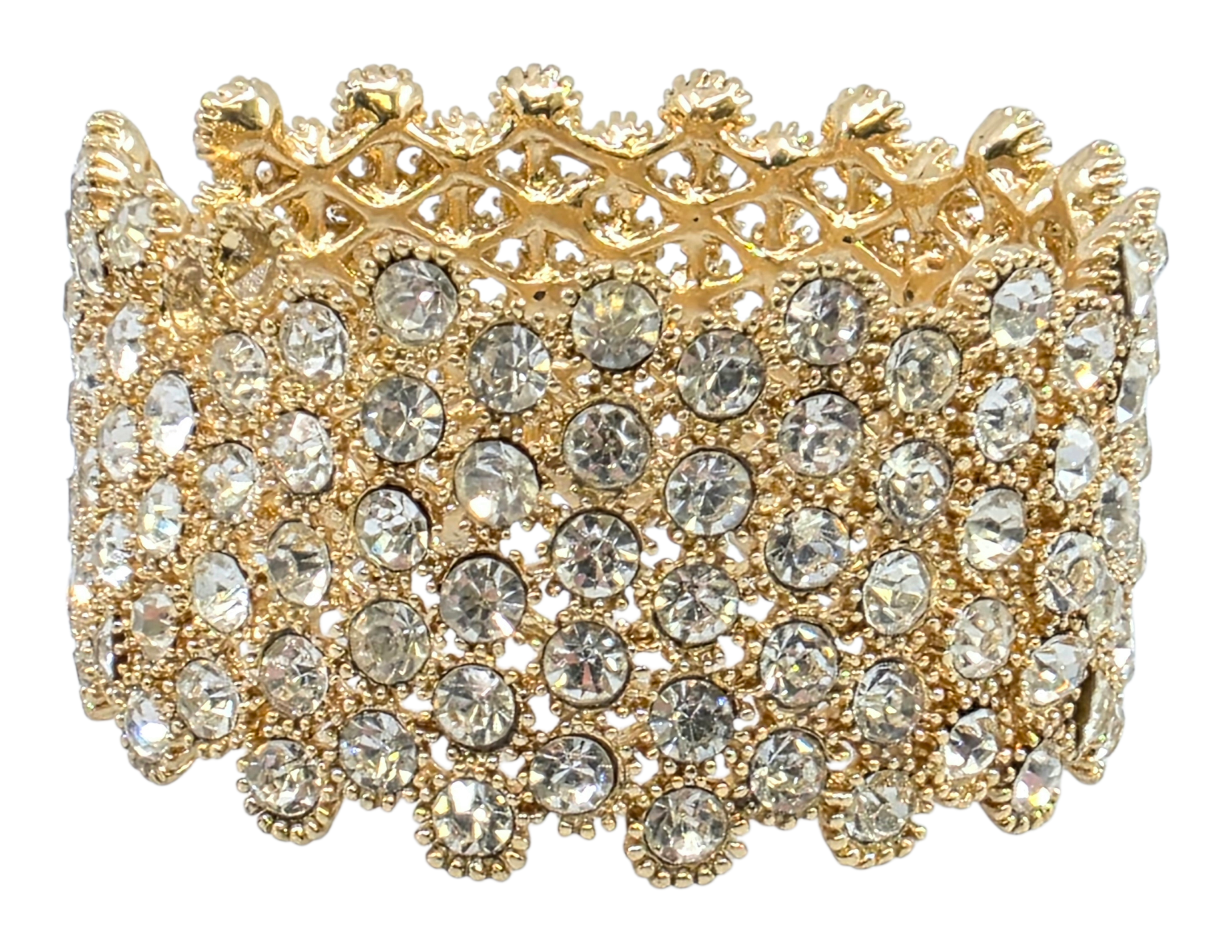 large gold tone stretch cuff bracelet