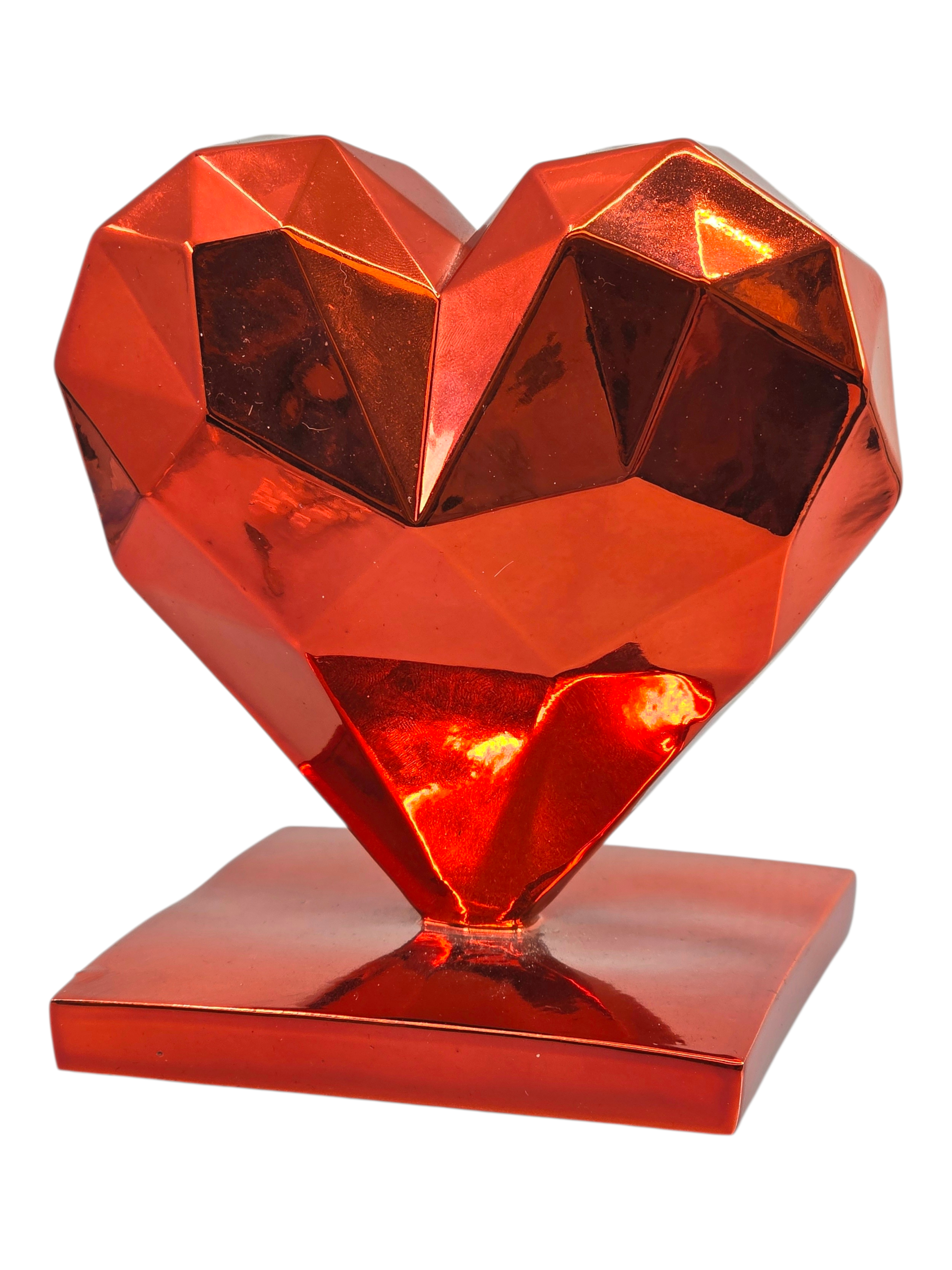 Richard ORLINSKI: Red Heart Chrome Red Heart Statue with Box and Certificate