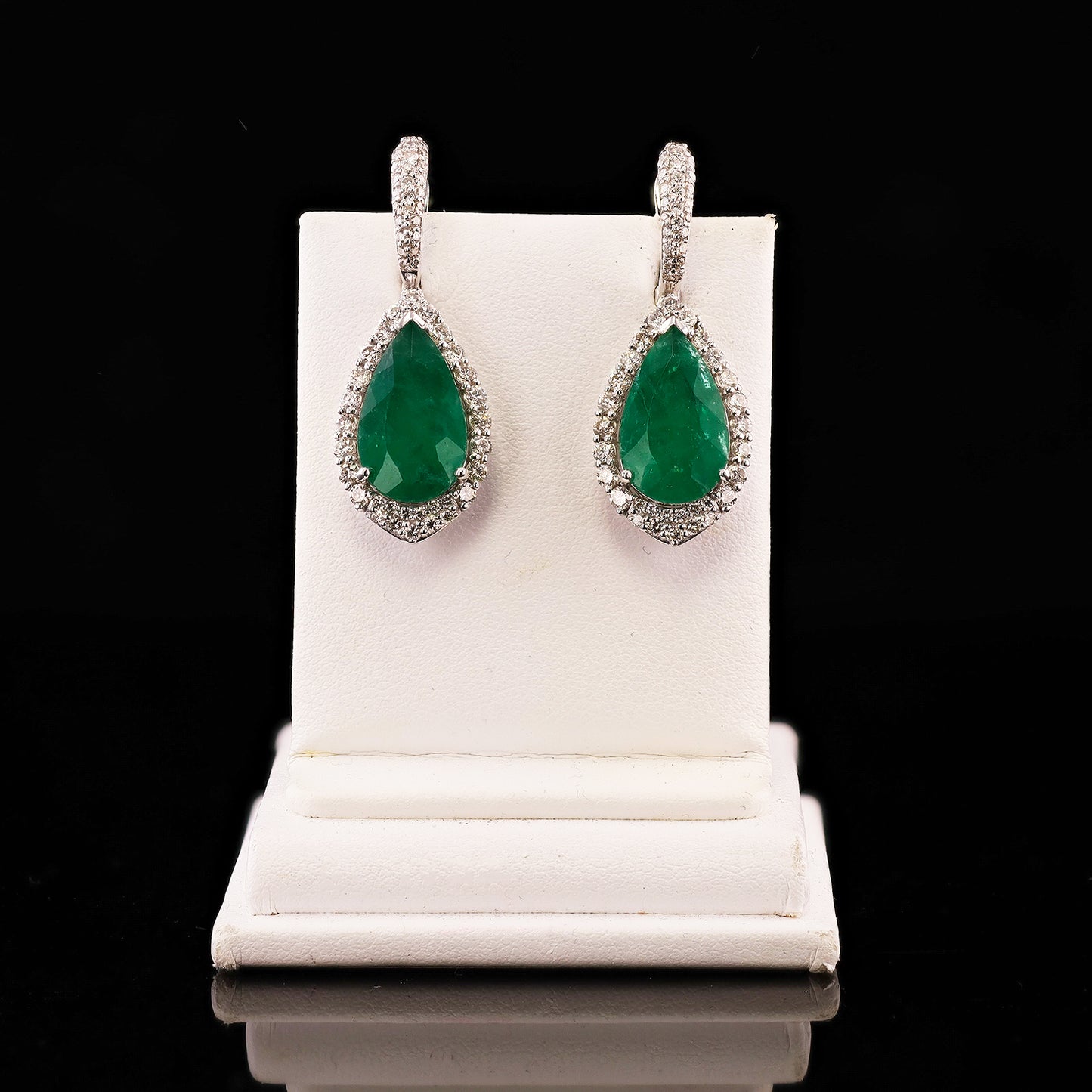 9.21ctw BRAZILIAN Emerald & 1.78ctw Diamond Platinum Dangle Earrings