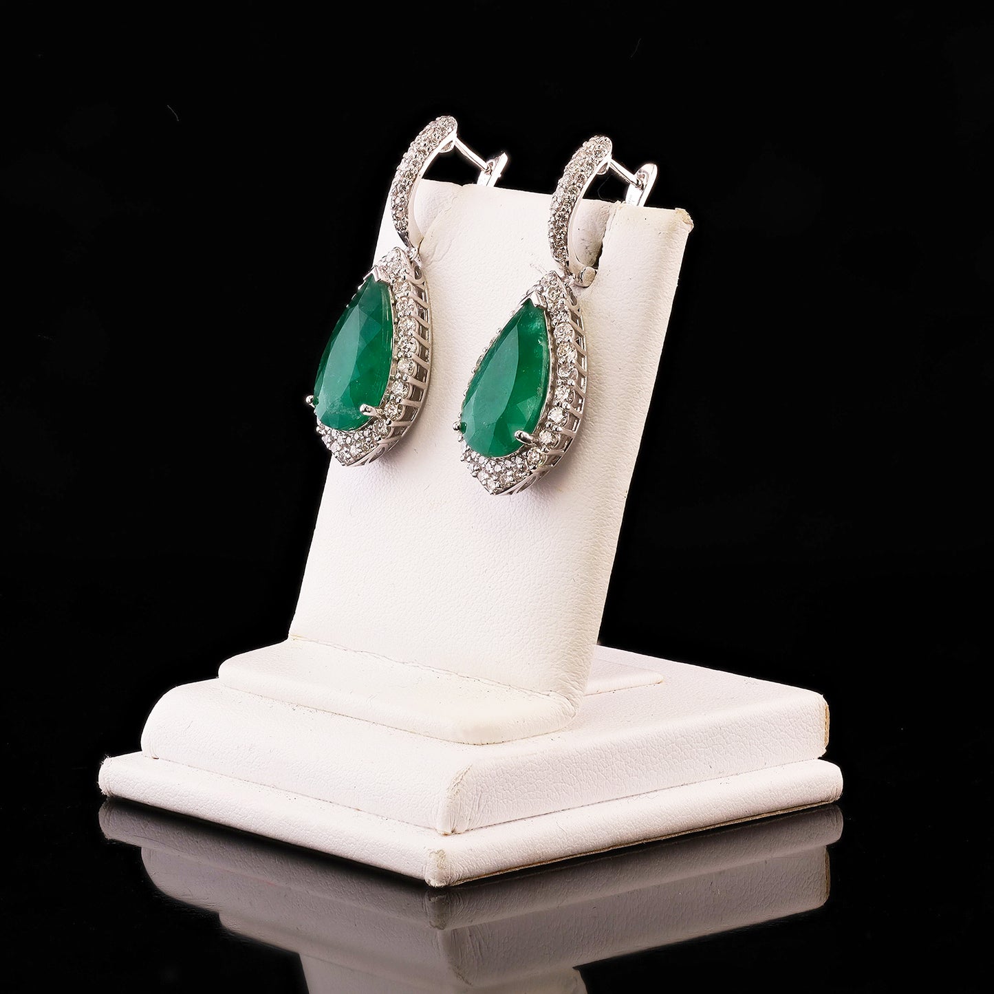 9.21ctw BRAZILIAN Emerald & 1.78ctw Diamond Platinum Dangle Earrings