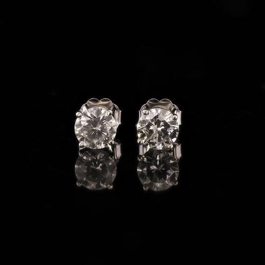 1.43ctw G to H COLOR SI3 to I1 CLARITY Diamond 14K White Gold Stud Earrings