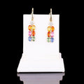 6.49ctw MultiColor Sapphire and 0.25ctw Diamond 14K Yellow Gold Earrings