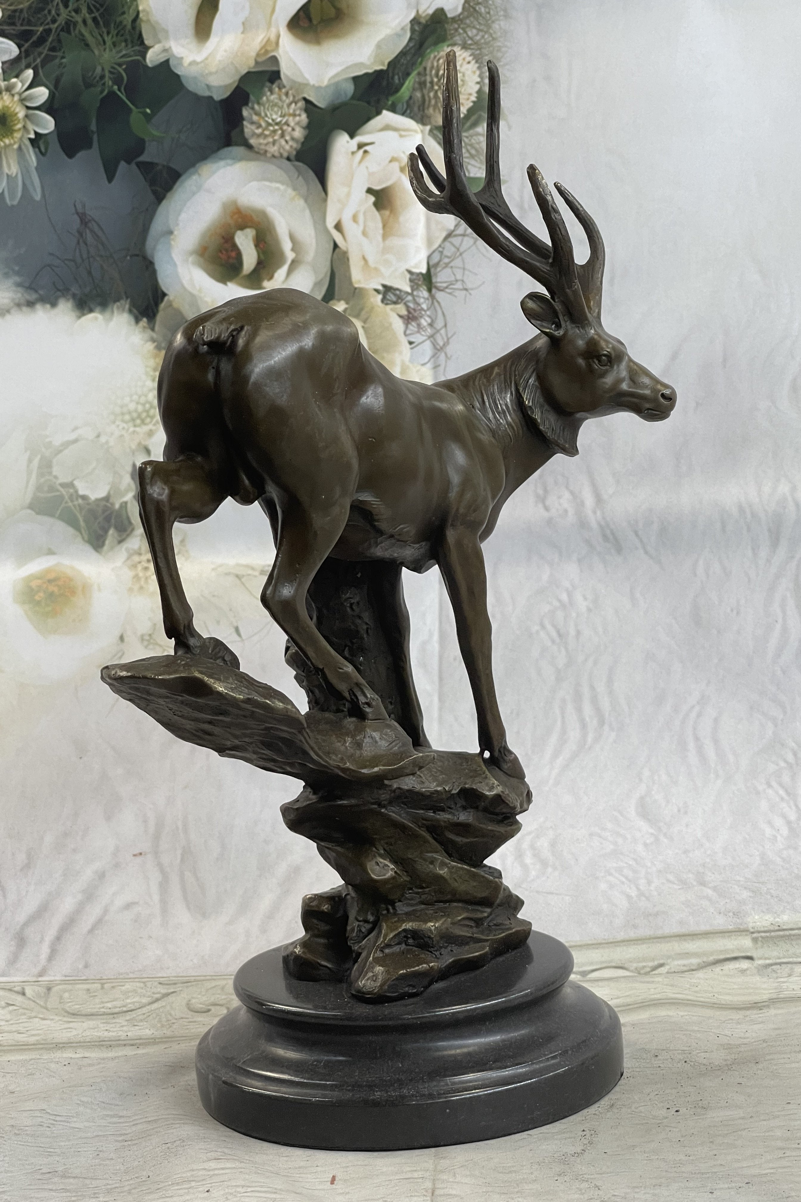 Bugatti Elk Stag Bronze Sculpture