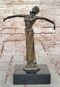 Chiparus Art Deco Bronze Dancer Sculpture with Outstretched Arms