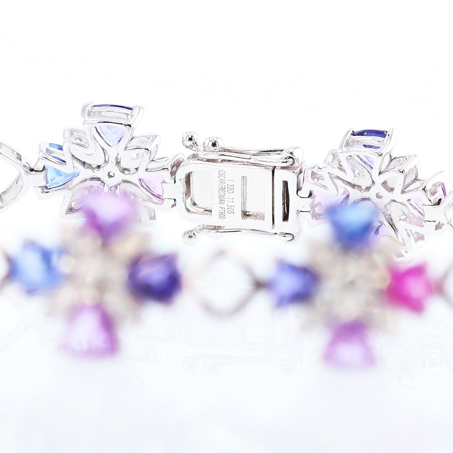 11.50ctw MultiColor Sapphire and 1.33ctw Diamond Platinum Bracelet (GIA CERTIFIED)