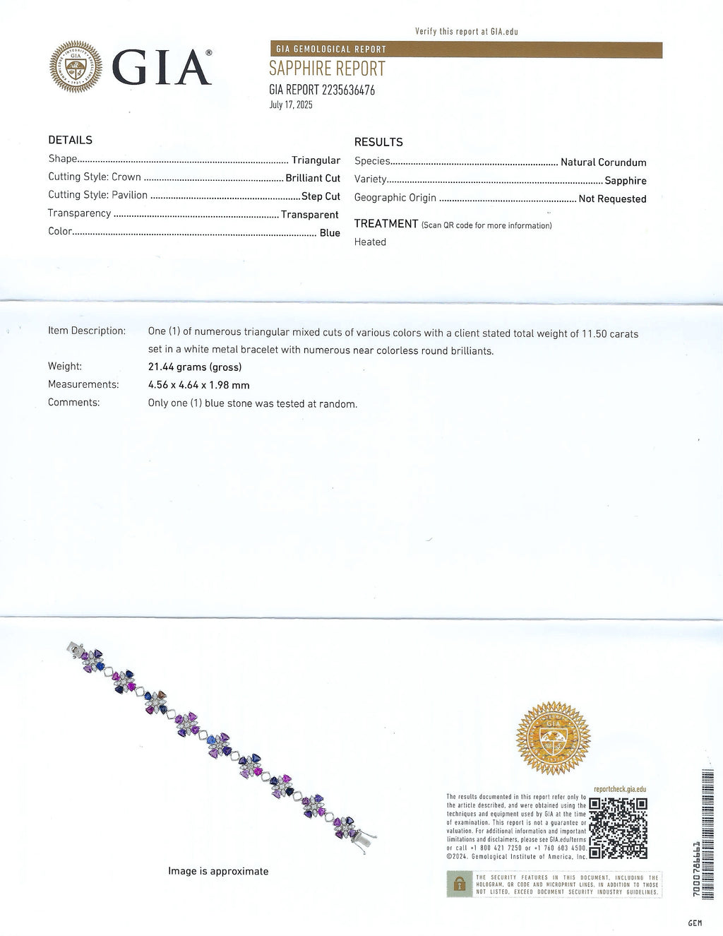 11.50ctw MultiColor Sapphire and 1.33ctw Diamond Platinum Bracelet (GIA CERTIFIED)