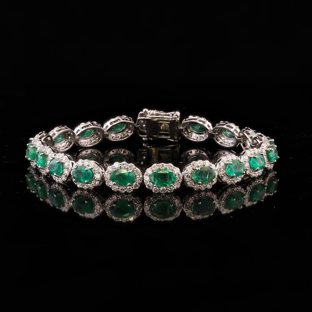 8.19ctw Emerald and 4.26ctw Diamond Platinum Bracelet