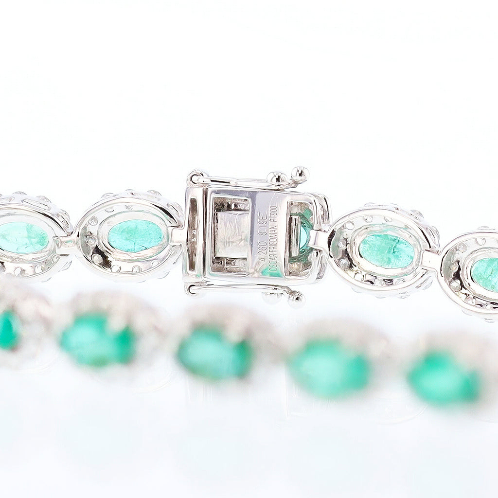 8.19ctw Emerald and 4.26ctw Diamond Platinum Bracelet